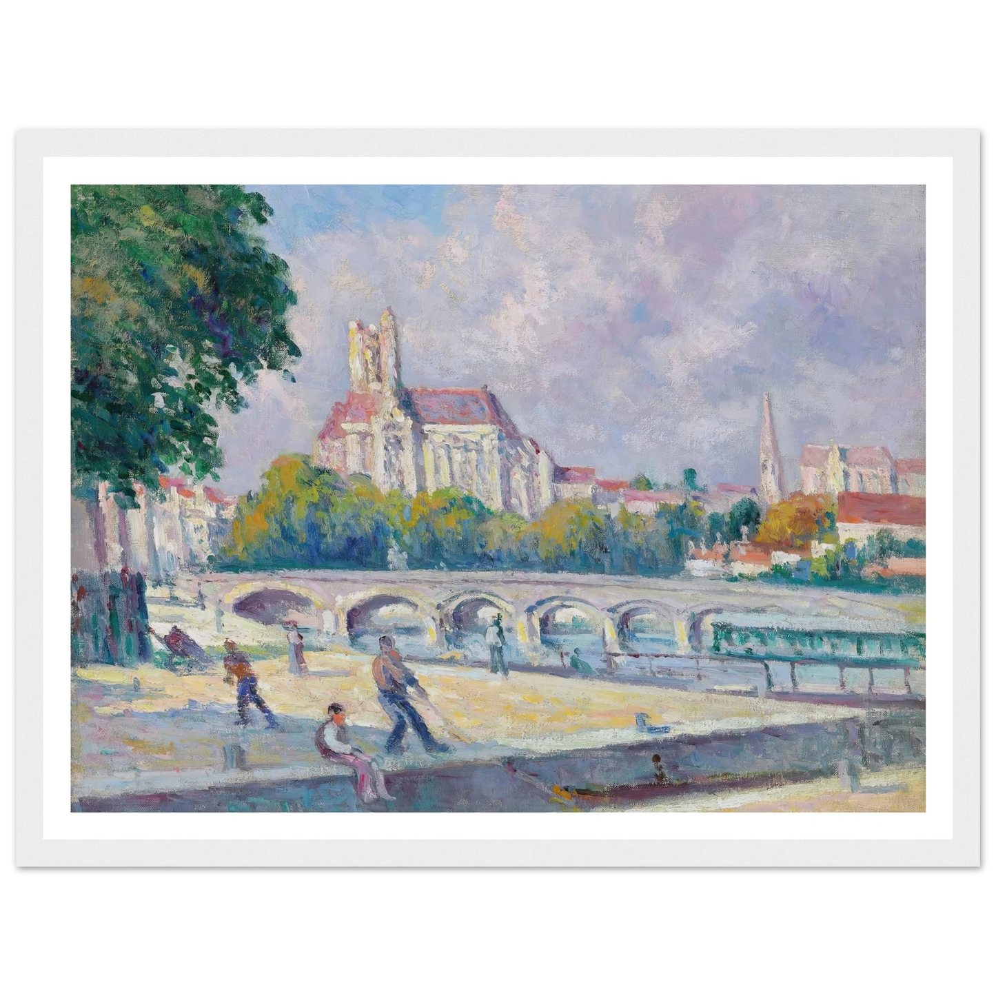 Les quais et la Cathédrale, Auxerre Art Print | Maximilien Luce - Framed Poster - 30x40 cm / 12x16″ - Black frame