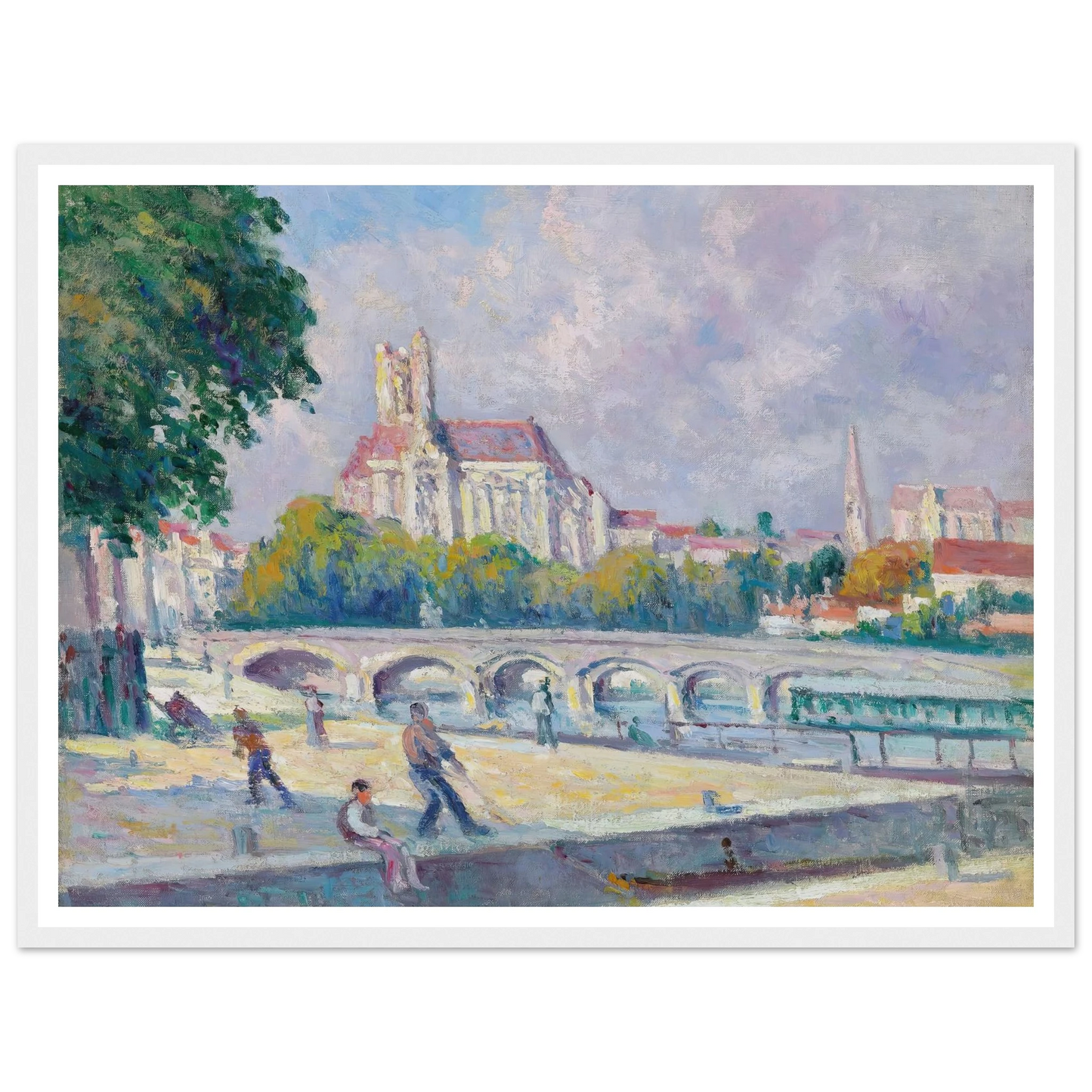 Les quais et la Cathédrale, Auxerre Art Print | Maximilien Luce - Framed Poster - 30x40 cm / 12x16″ - Black frame
