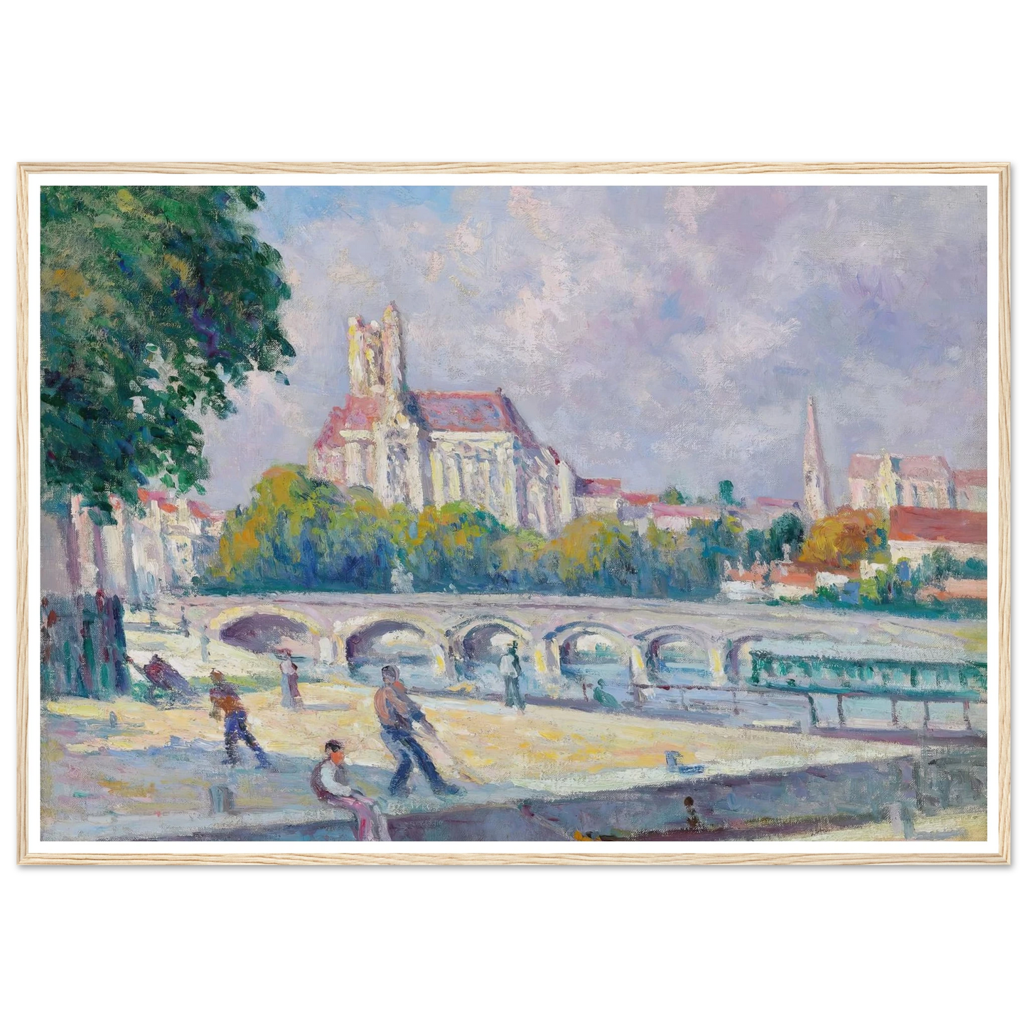 Les quais et la Cathédrale, Auxerre Art Print | Maximilien Luce - Framed Poster - 30x40 cm / 12x16″ - Black frame