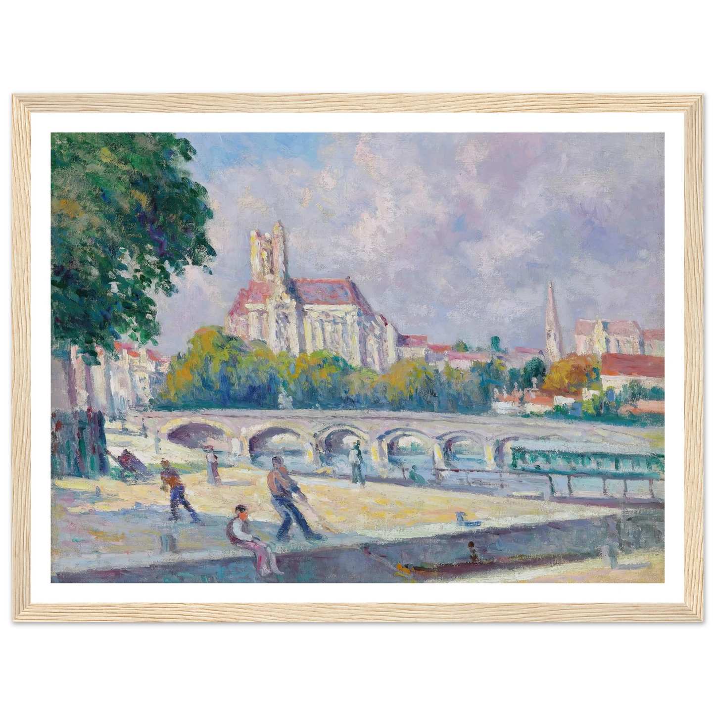 Les quais et la Cathédrale, Auxerre Art Print | Maximilien Luce - Framed Poster - 30x40 cm / 12x16″ - Black frame