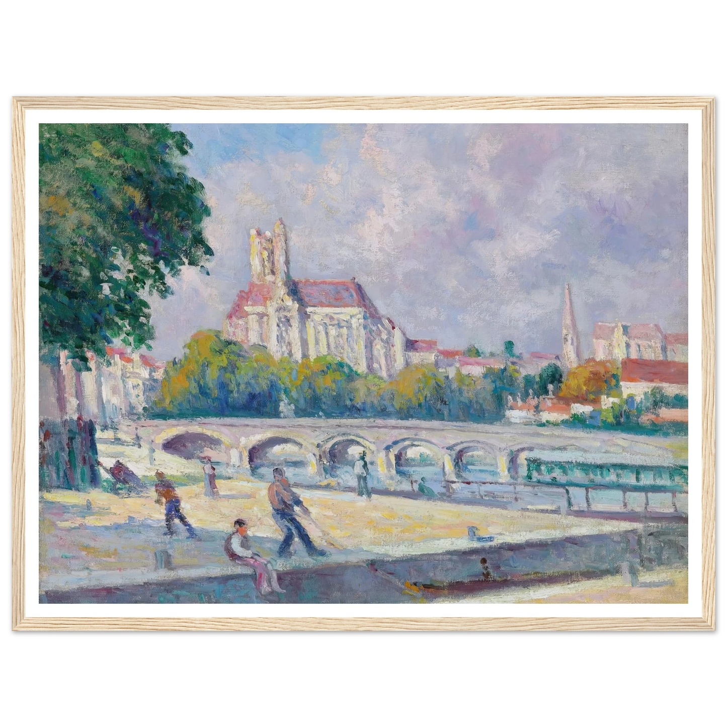 Les quais et la Cathédrale, Auxerre Art Print | Maximilien Luce - Framed Poster - 30x40 cm / 12x16″ - Black frame