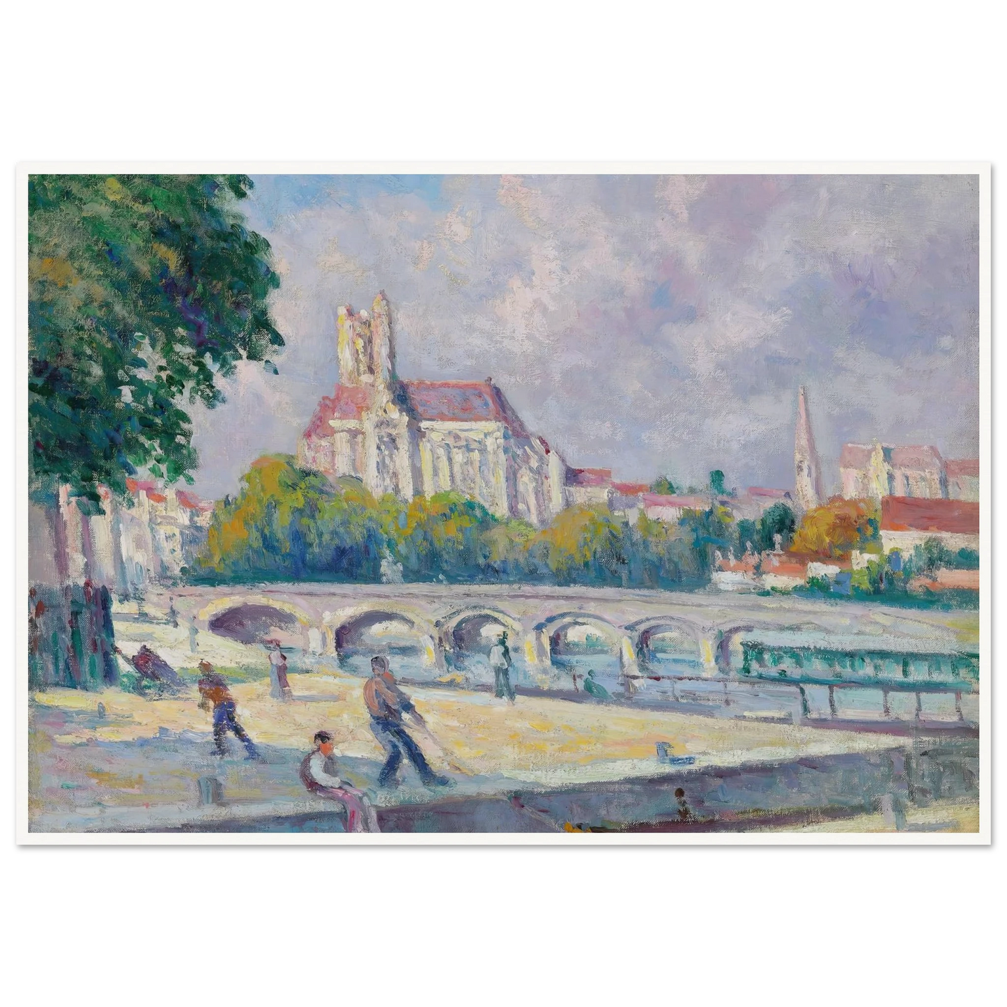Les quais et la Cathédrale, Auxerre Art Print | Maximilien Luce - Framed Poster - 30x40 cm / 12x16″ - Black frame