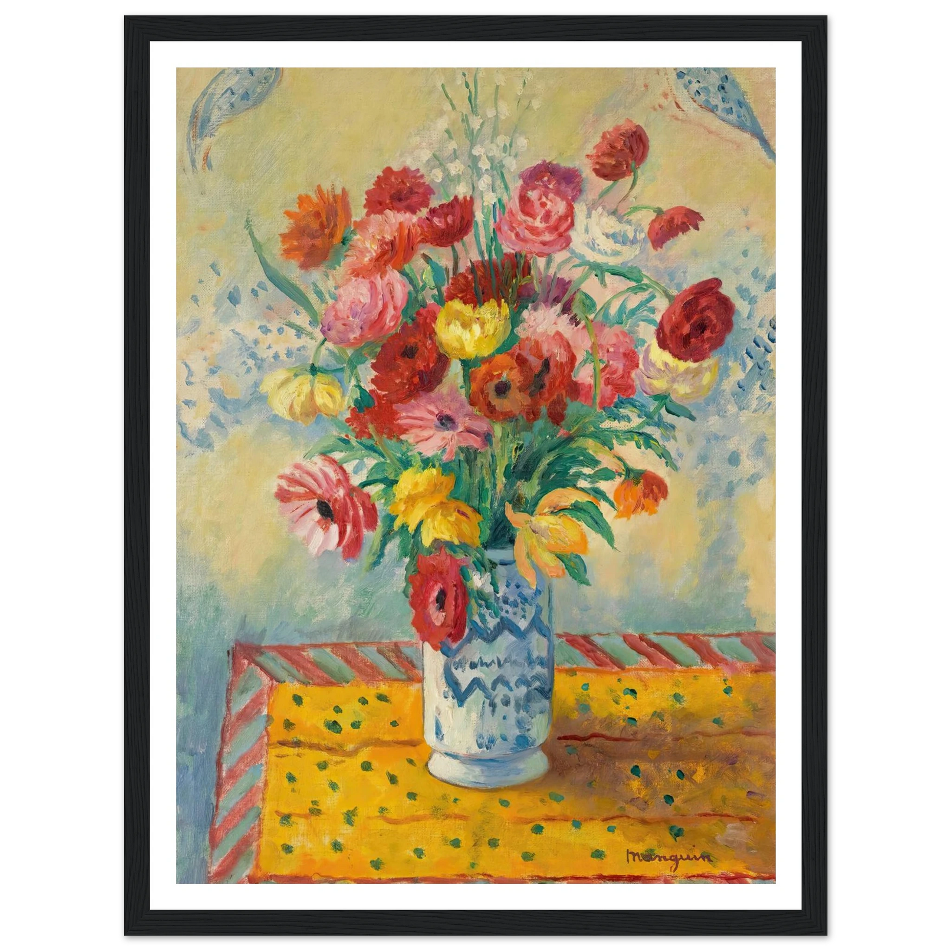 Les Renoncules (circa 1941) Art Print | Henri Manguin - Framed Poster - 30x40 cm / 12x16″ - Black frame