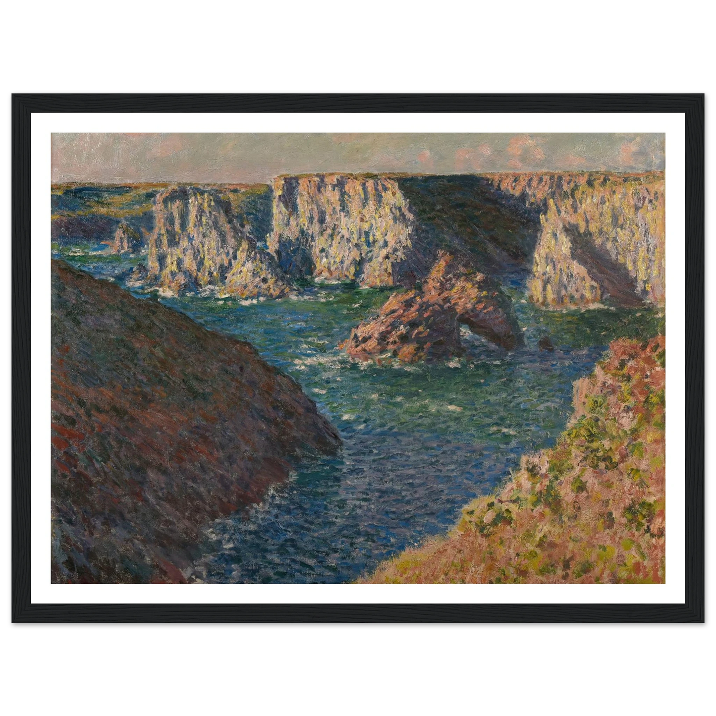 Les Rochers de Belle-Ile Art Print | Claude Monet - Framed Poster - 30x40 cm / 12x16″ - Black frame