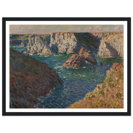 Les Rochers de Belle-Ile Art Print | Claude Monet - Framed Poster - 30x40 cm / 12x16″ - Black frame