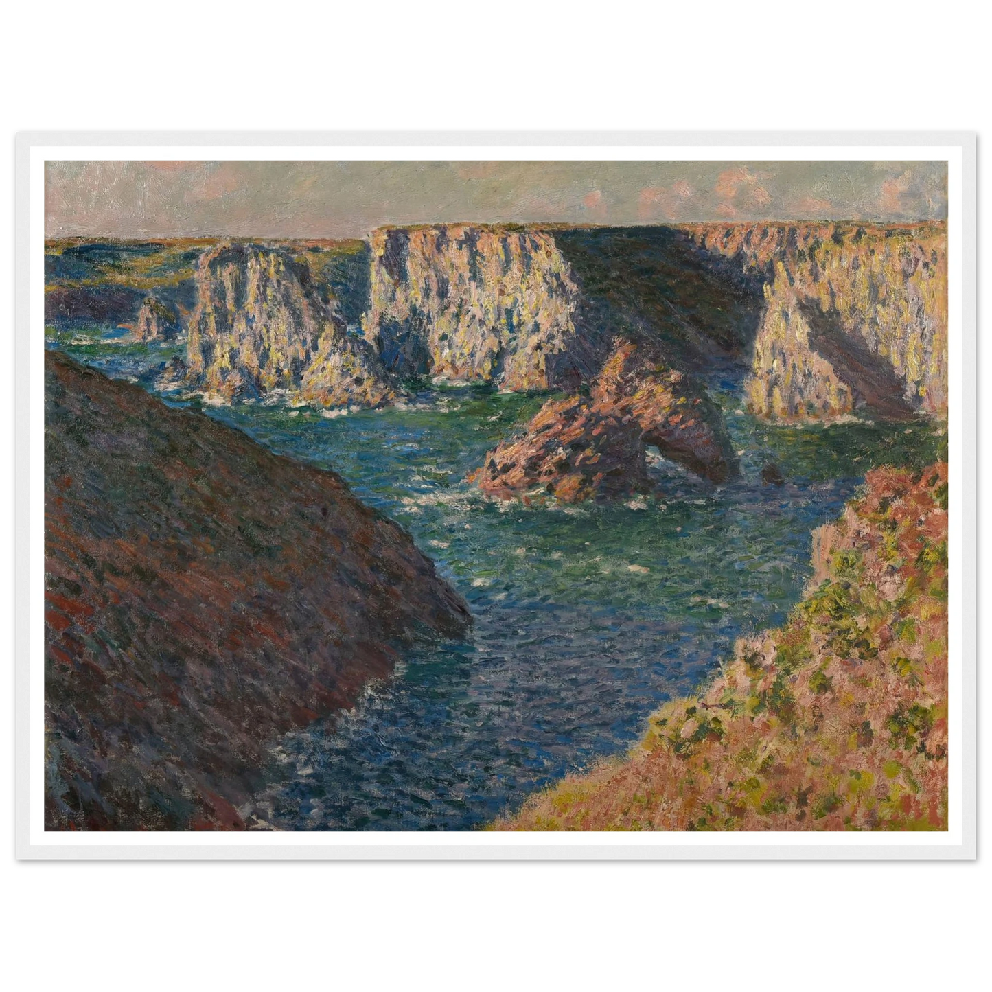 Les Rochers de Belle-Ile Art Print | Claude Monet - Framed Poster - 30x40 cm / 12x16″ - Black frame
