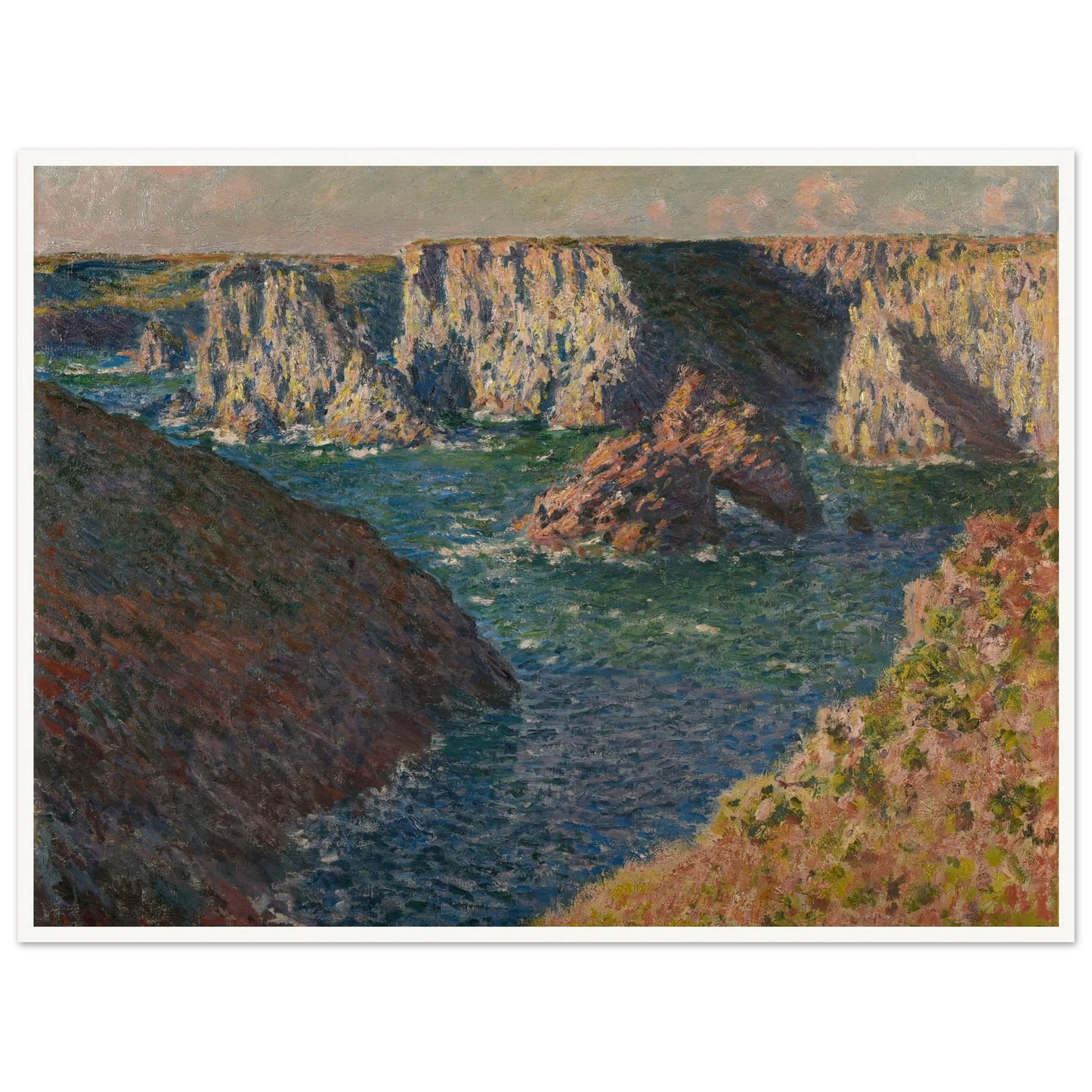 Les Rochers de Belle-Ile Art Print | Claude Monet - Framed Poster - 30x40 cm / 12x16″ - Black frame