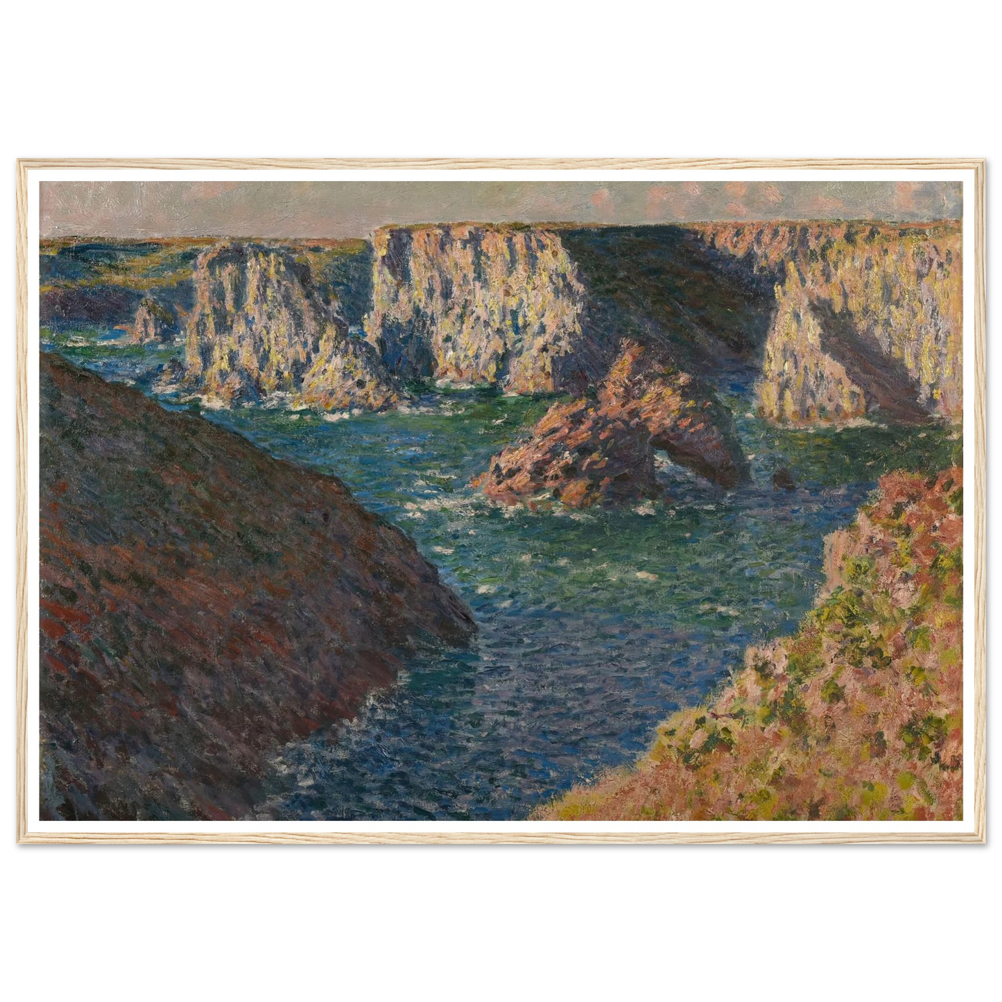 Les Rochers de Belle-Ile Art Print | Claude Monet - Framed Poster - 30x40 cm / 12x16″ - Black frame