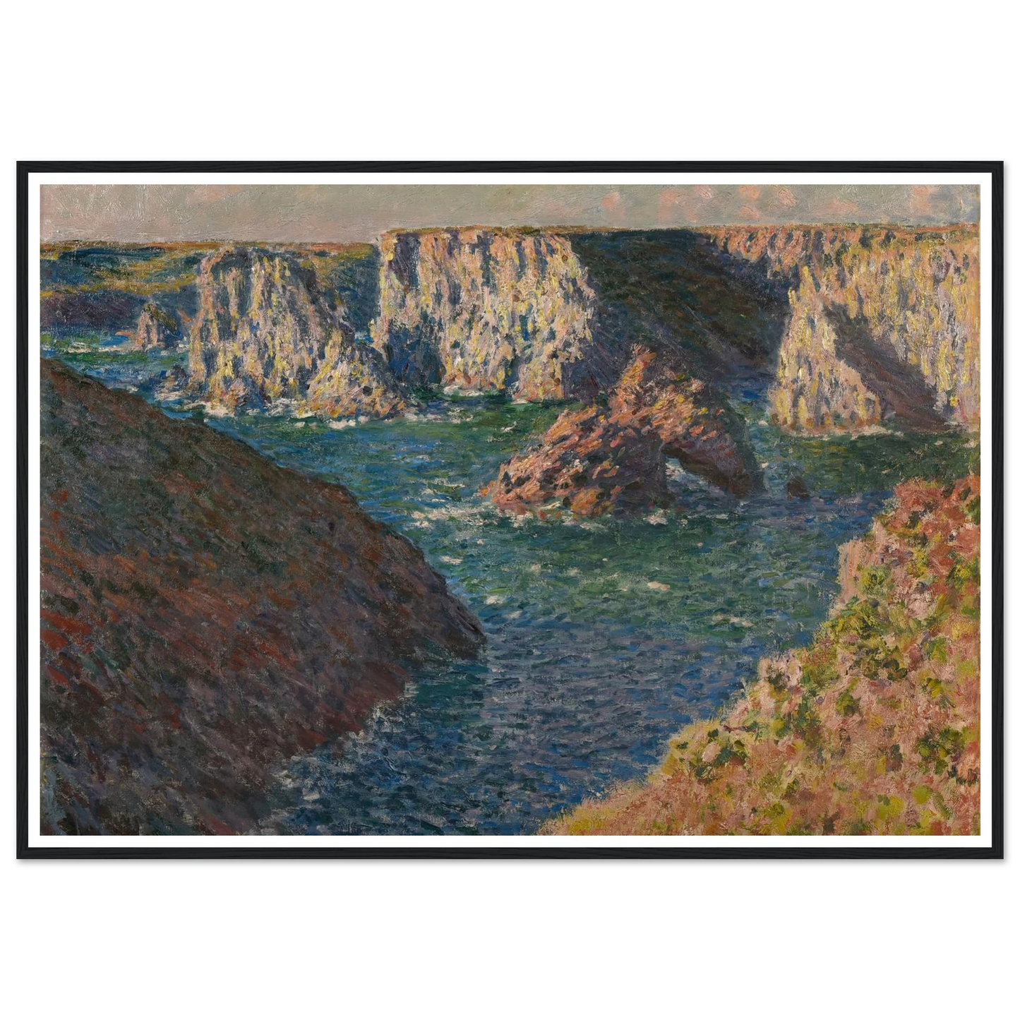 Les Rochers de Belle-Ile Art Print | Claude Monet - Framed Poster - 30x40 cm / 12x16″ - Black frame