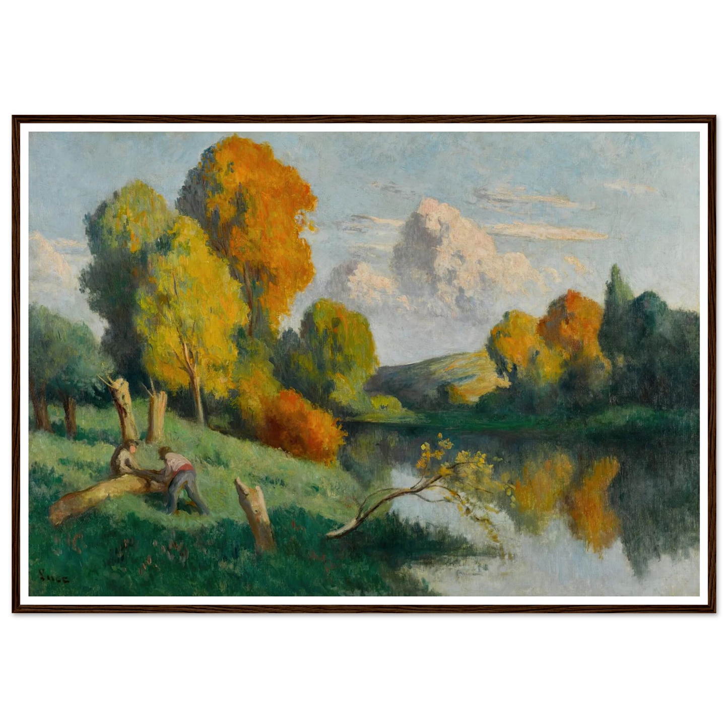 Les scieurs, paysage de La Cure Art Print | Maximilien Luce - Framed Poster - 30x40 cm / 12x16″ - Black frame