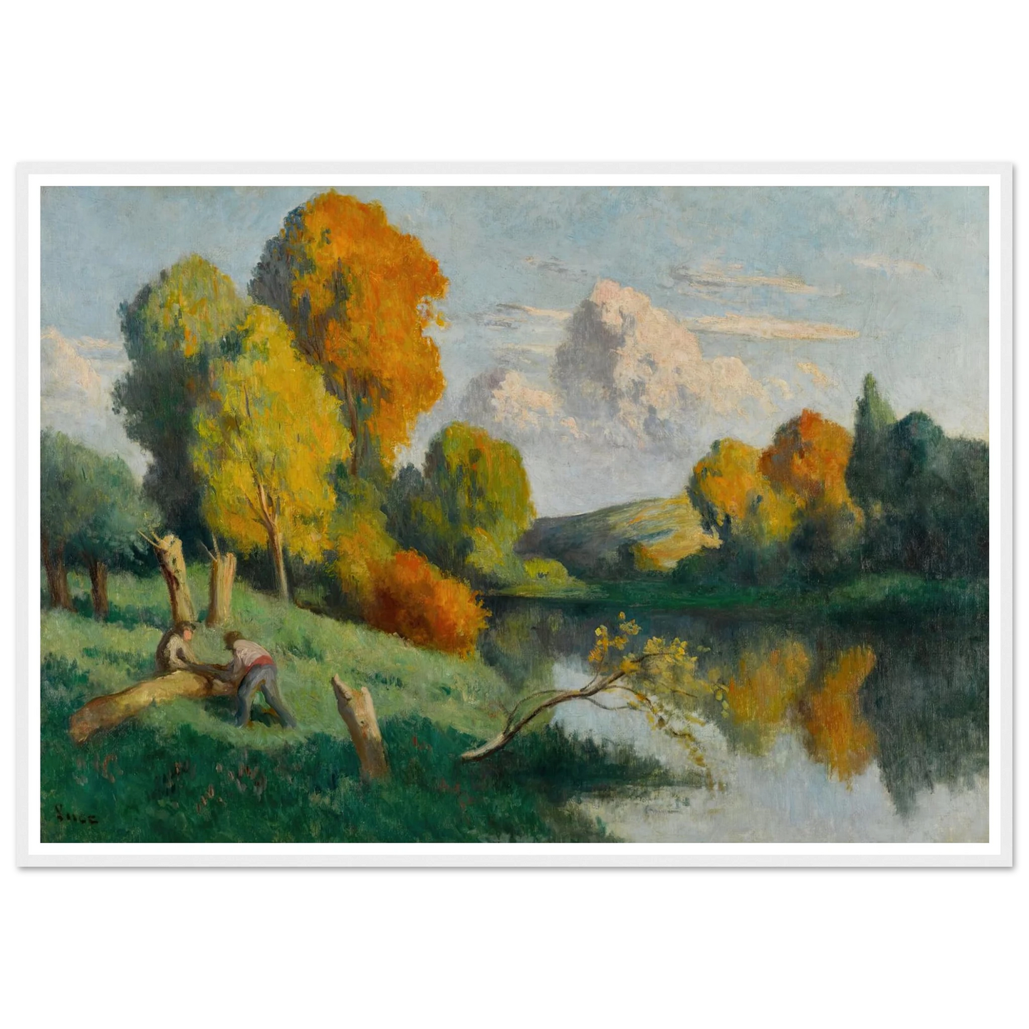 Les scieurs, paysage de La Cure Art Print | Maximilien Luce - Framed Poster - 30x40 cm / 12x16″ - Black frame