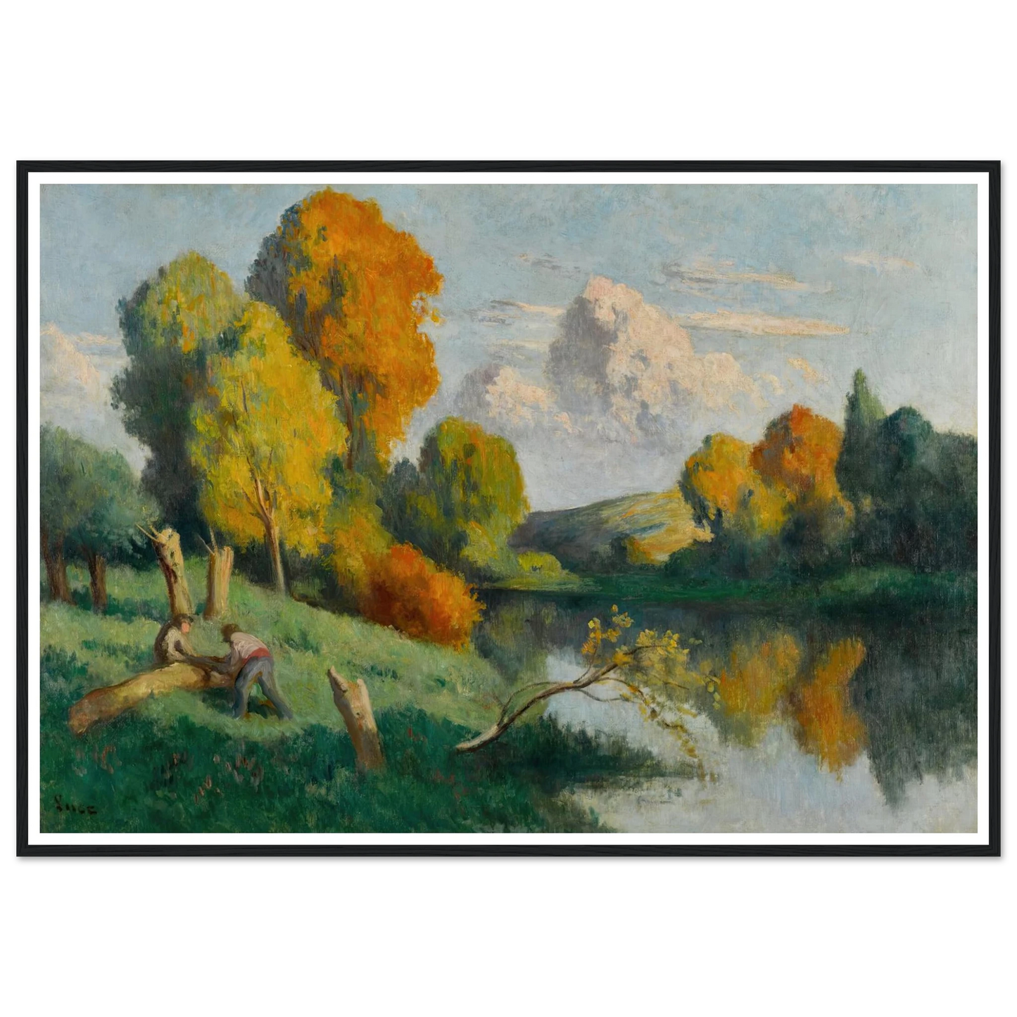 Les scieurs, paysage de La Cure Art Print | Maximilien Luce - Framed Poster - 30x40 cm / 12x16″ - Black frame