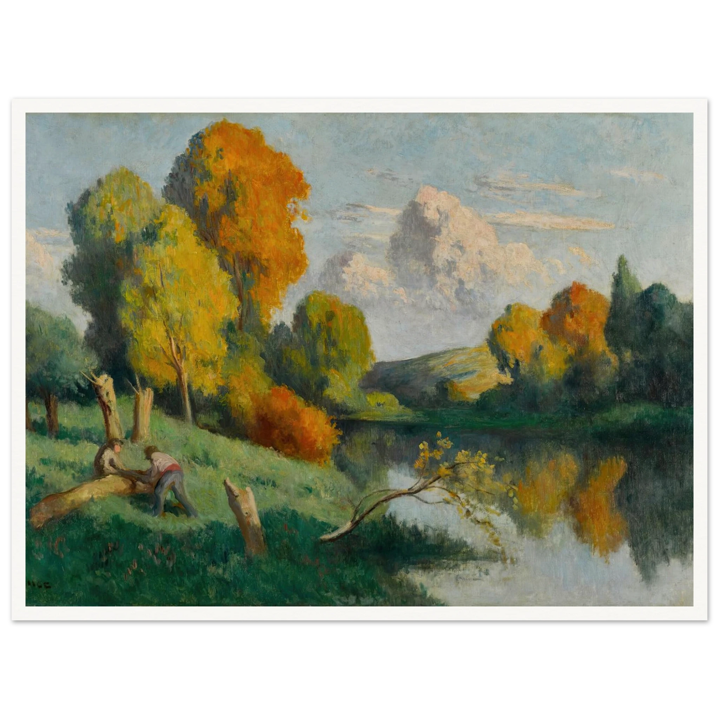 Les scieurs, paysage de La Cure Art Print | Maximilien Luce - Framed Poster - 30x40 cm / 12x16″ - Black frame