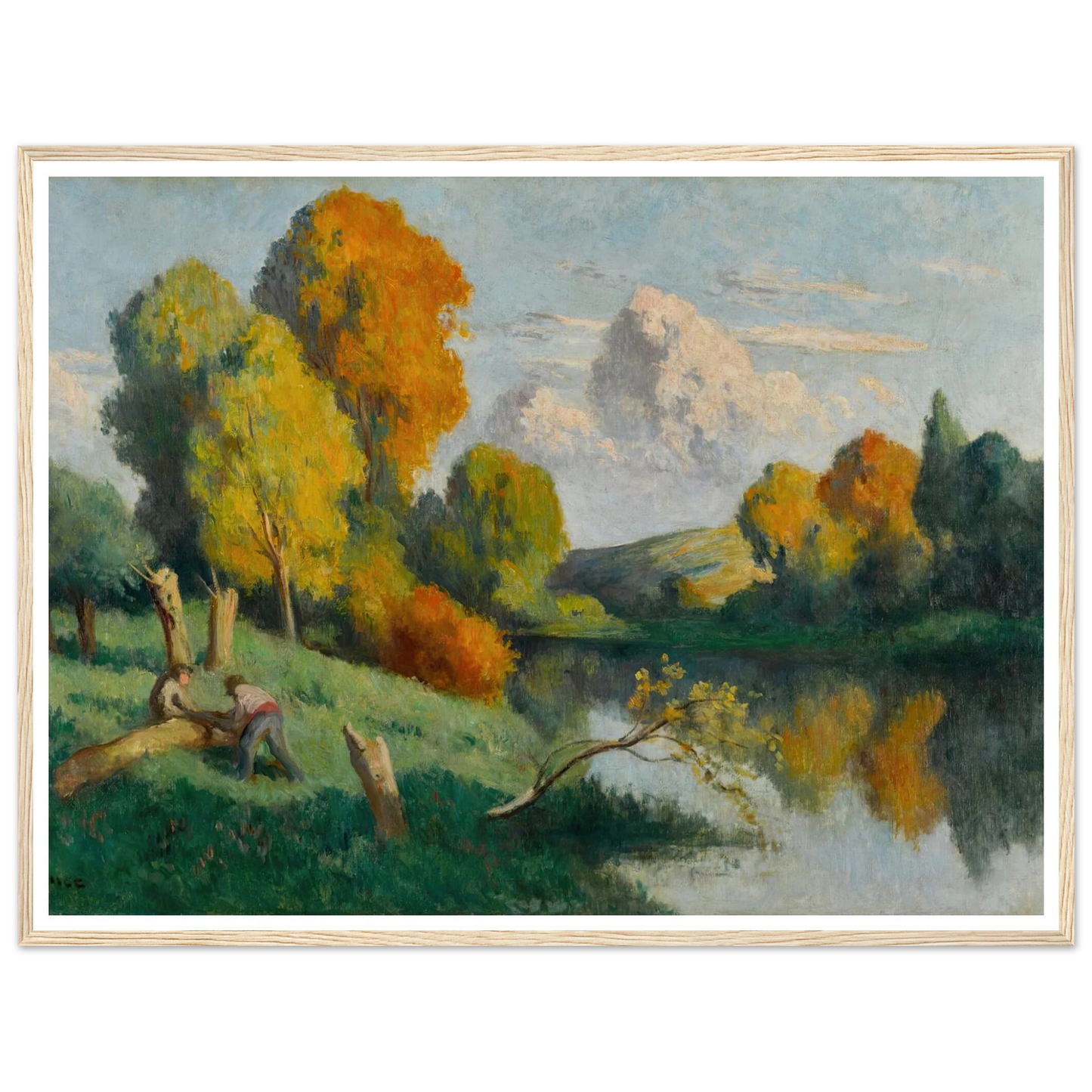 Les scieurs, paysage de La Cure Art Print | Maximilien Luce - Framed Poster - 30x40 cm / 12x16″ - Black frame