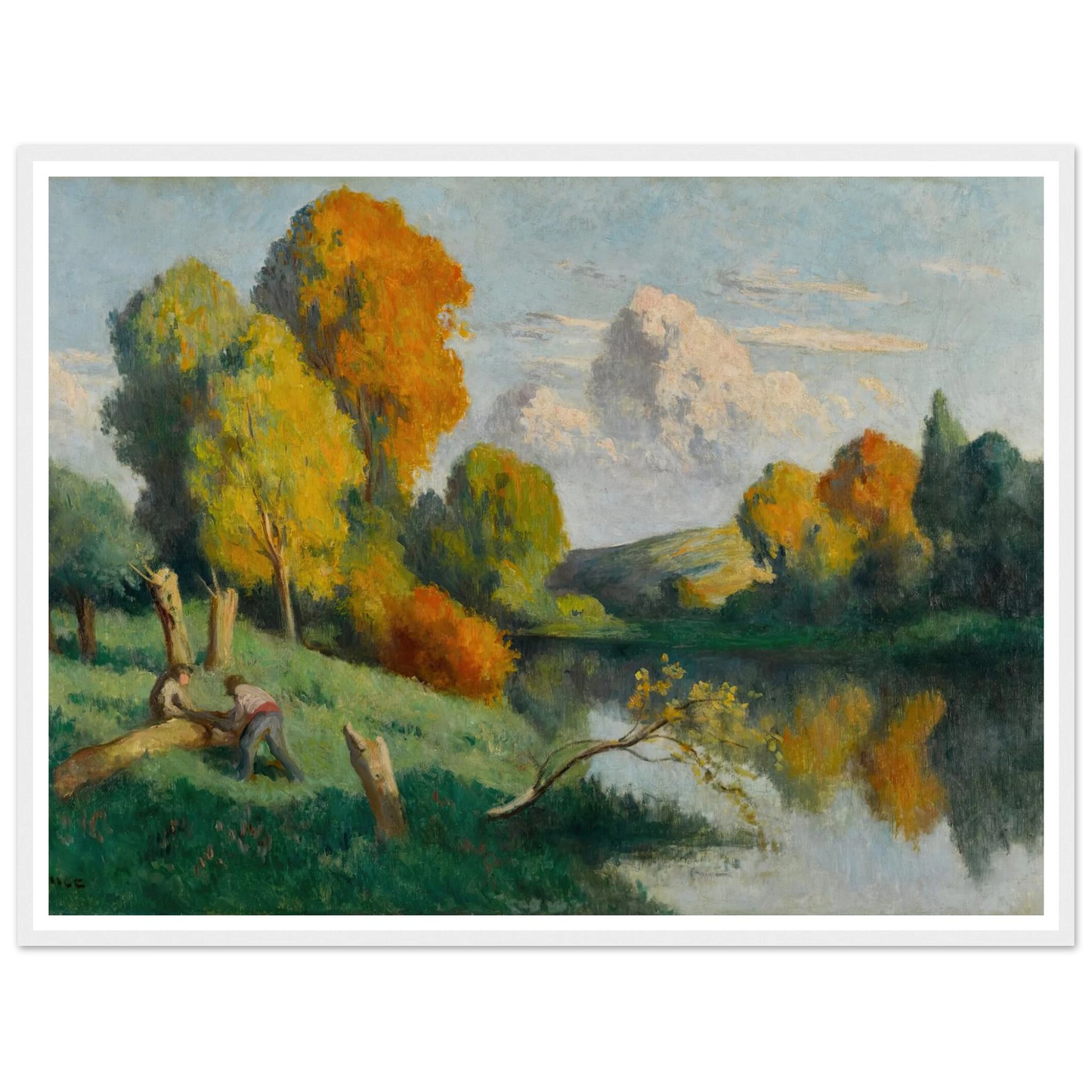 Les scieurs, paysage de La Cure Art Print | Maximilien Luce - Framed Poster - 30x40 cm / 12x16″ - Black frame