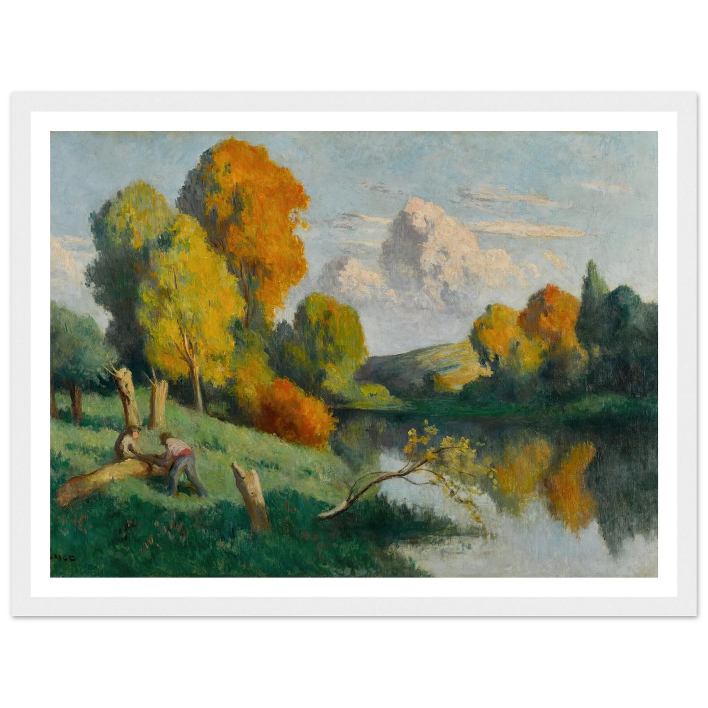 Les scieurs, paysage de La Cure Art Print | Maximilien Luce - Framed Poster - 30x40 cm / 12x16″ - Black frame