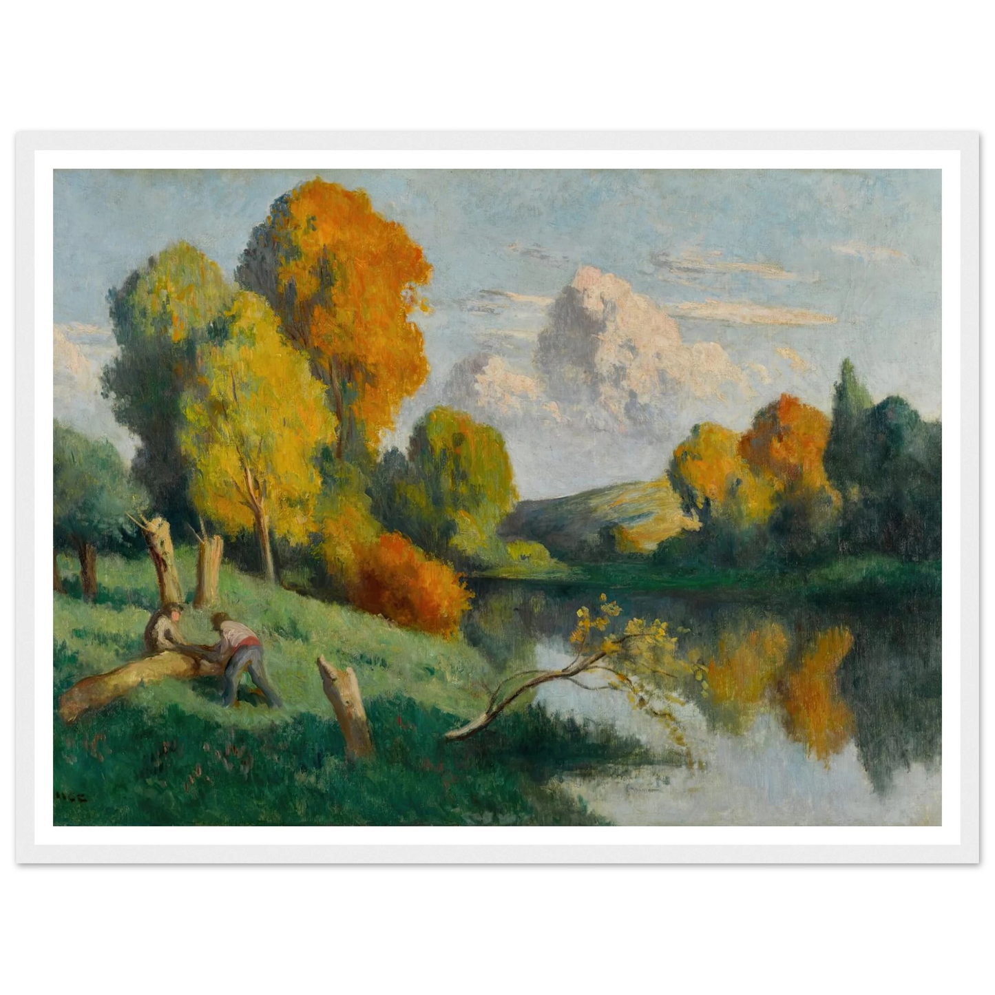 Les scieurs, paysage de La Cure Art Print | Maximilien Luce - Framed Poster - 30x40 cm / 12x16″ - Black frame