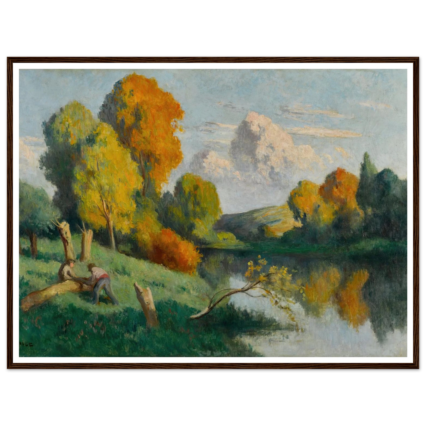 Les scieurs, paysage de La Cure Art Print | Maximilien Luce - Framed Poster - 30x40 cm / 12x16″ - Black frame