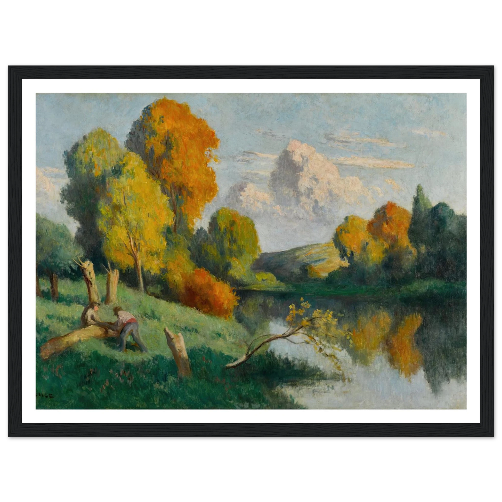 Les scieurs, paysage de La Cure Art Print | Maximilien Luce - Framed Poster - 30x40 cm / 12x16″ - Black frame