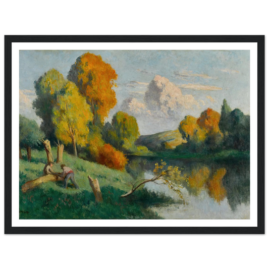 Les scieurs, paysage de La Cure Art Print | Maximilien Luce - Framed Poster - 30x40 cm / 12x16″ - Black frame