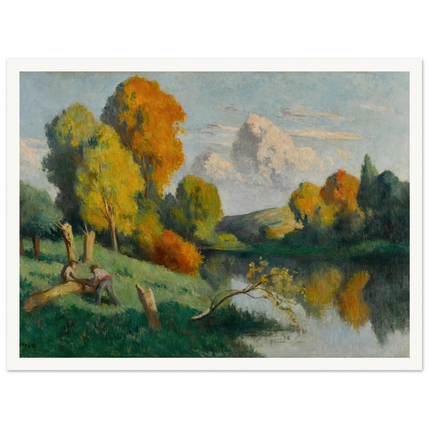 Les scieurs, paysage de La Cure Art Print | Maximilien Luce - Framed Poster - 30x40 cm / 12x16″ - Black frame