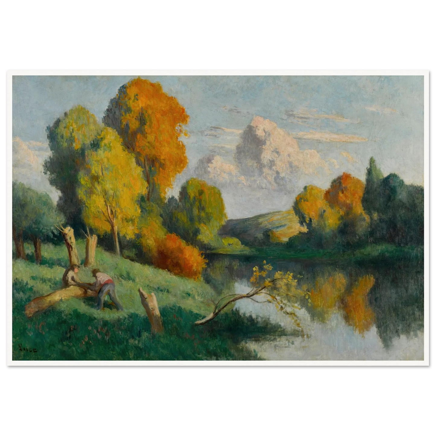 Les scieurs, paysage de La Cure Art Print | Maximilien Luce - Framed Poster - 30x40 cm / 12x16″ - Black frame