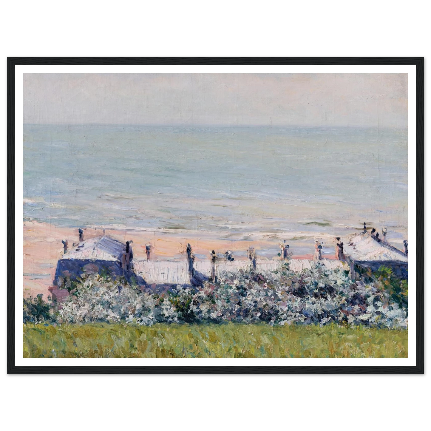Les toits de l’Hôtel des Roches Noires, Trouville (1882) Art Print | Gustave Caillebotte - Framed Poster - 30x40 cm / 12x16″ - Black frame