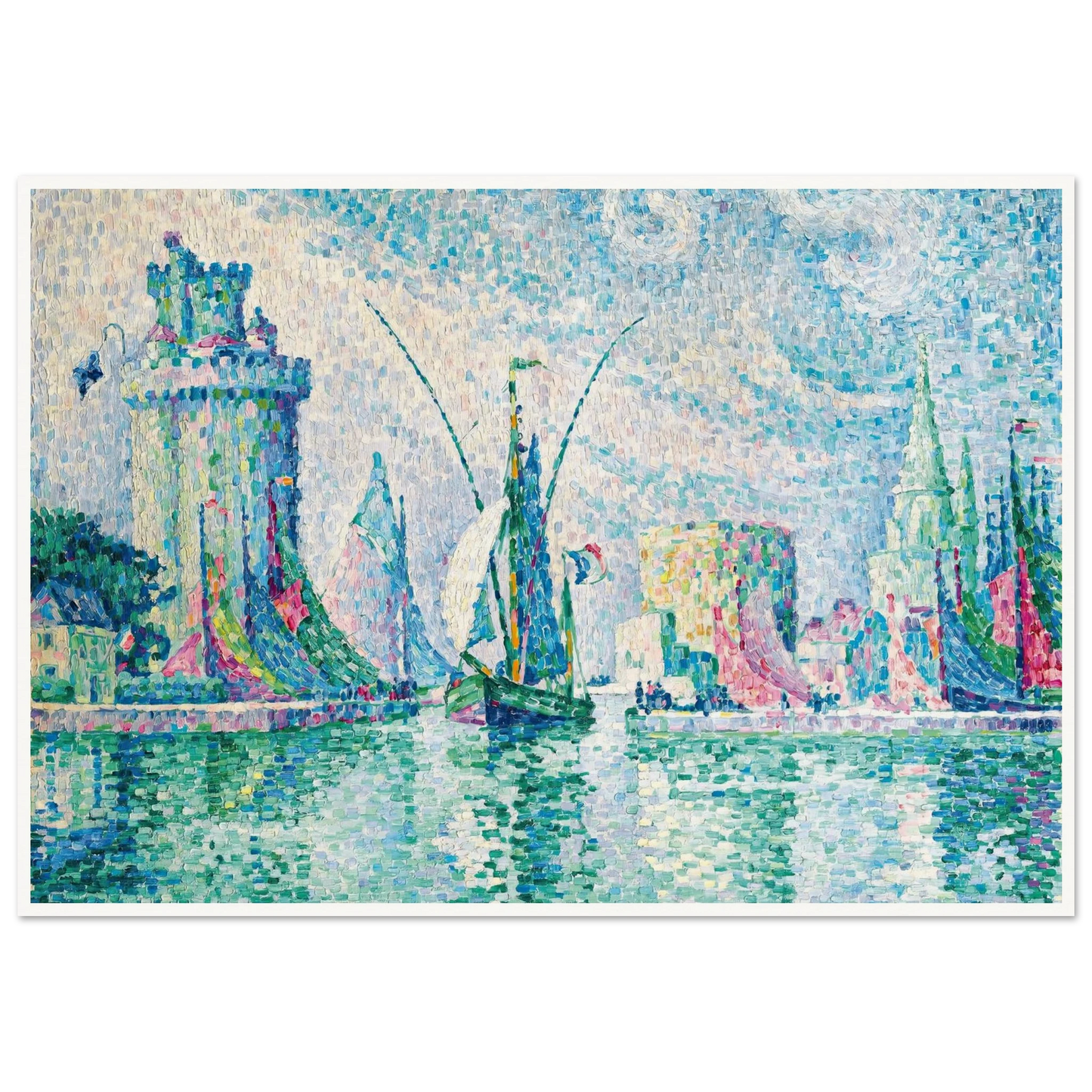 Les Tours Vertes, La Rochelle (1913) Art Print | Paul Signac - Framed Poster - 30x40 cm / 12x16″ - Black frame