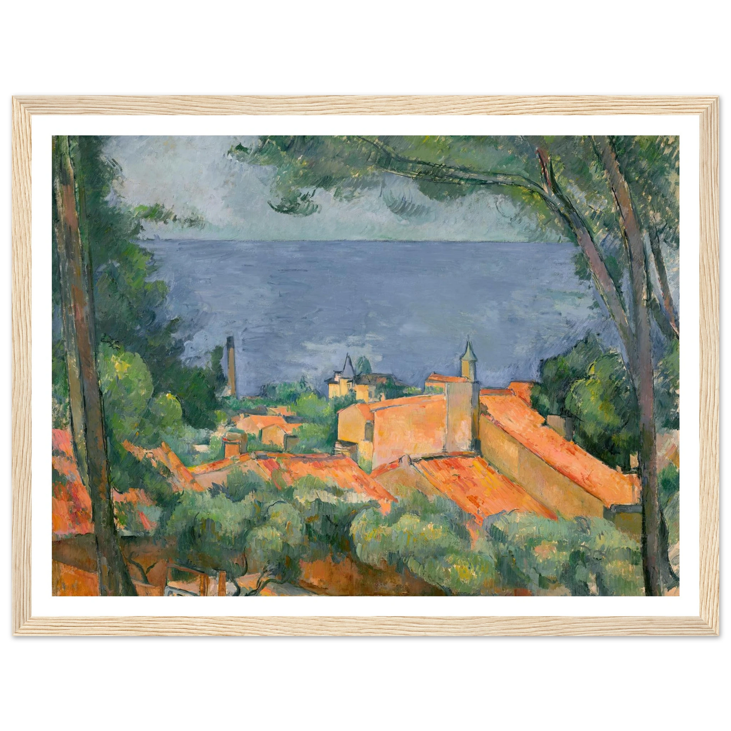 L’Estaque aux toits rouges (1883-1885) Art Print | Paul Cezanne - Framed Poster - 30x40 cm / 12x16″ - Black frame
