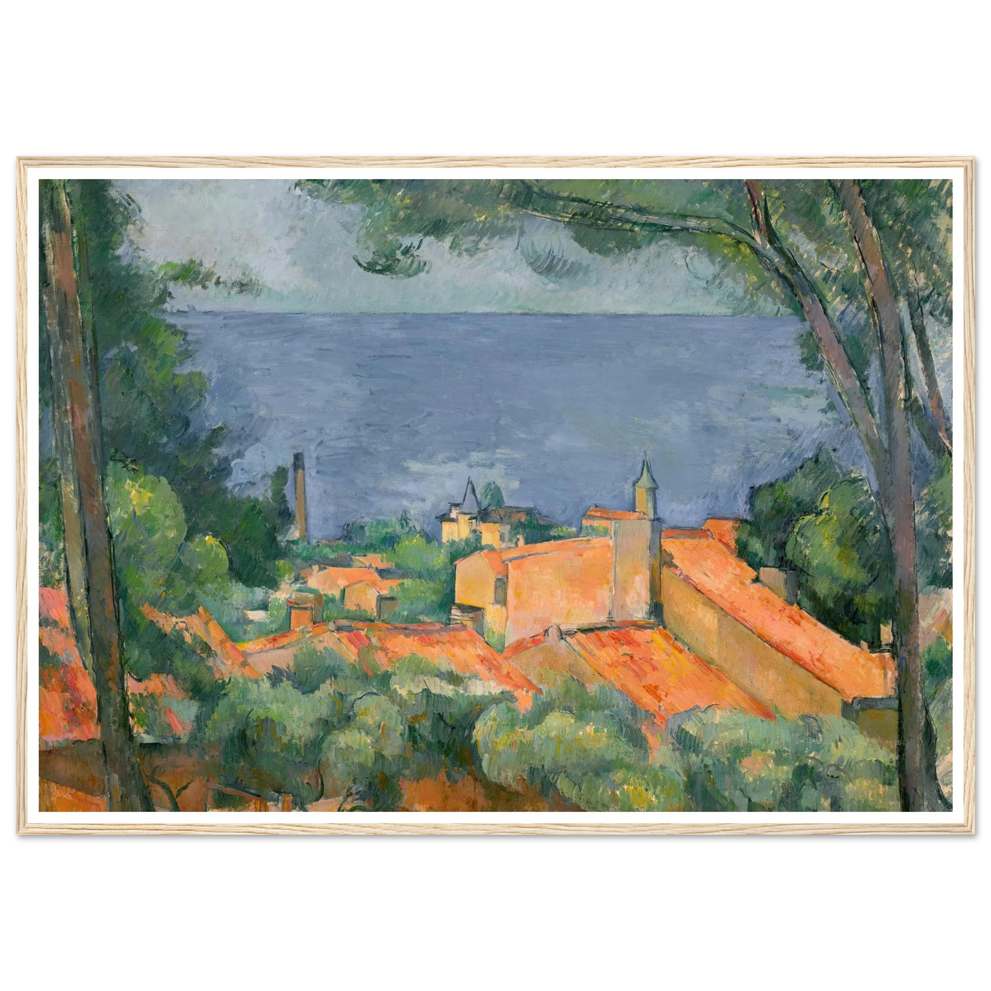 L’Estaque aux toits rouges (1883-1885) Art Print | Paul Cezanne - Framed Poster - 30x40 cm / 12x16″ - Black frame