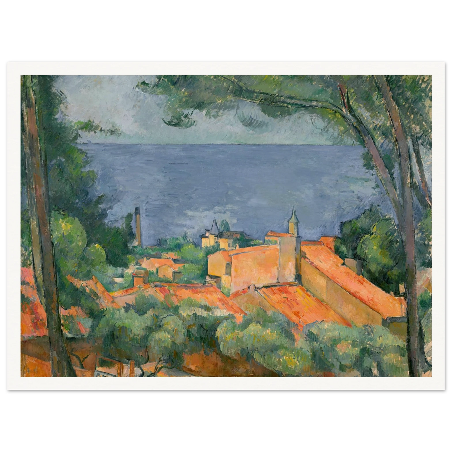 L’Estaque aux toits rouges (1883-1885) Art Print | Paul Cezanne - Framed Poster - 30x40 cm / 12x16″ - Black frame