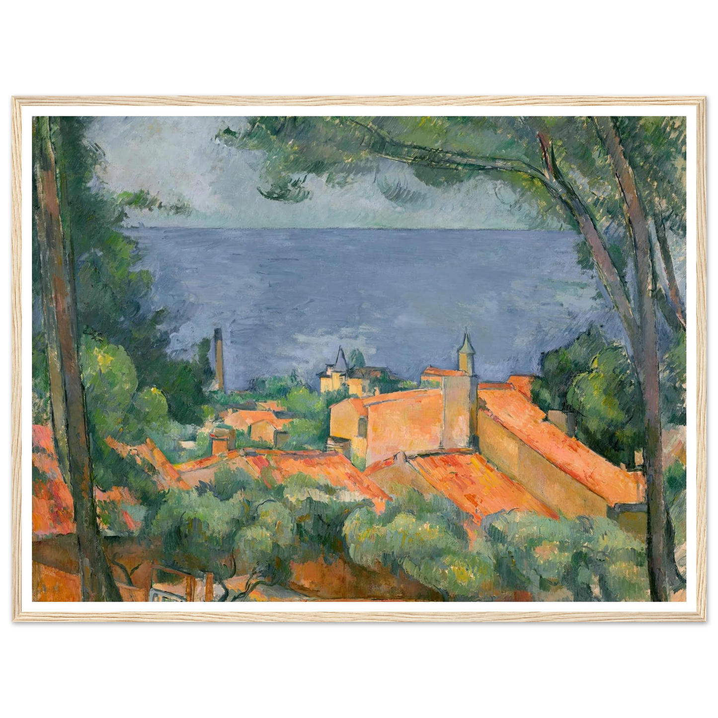 L’Estaque aux toits rouges (1883-1885) Art Print | Paul Cezanne - Framed Poster - 30x40 cm / 12x16″ - Black frame