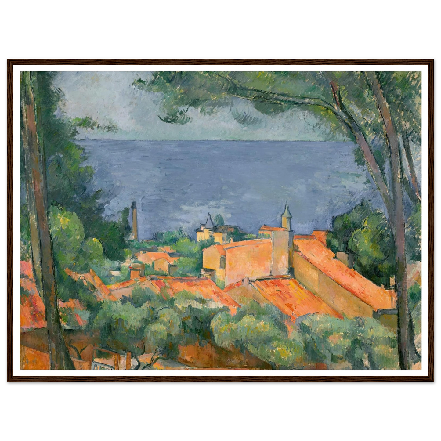 L’Estaque aux toits rouges (1883-1885) Art Print | Paul Cezanne - Framed Poster - 30x40 cm / 12x16″ - Black frame