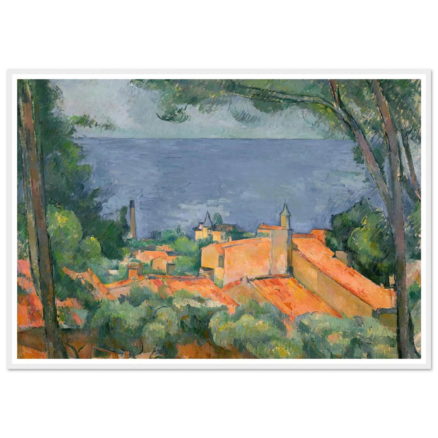 L’Estaque aux toits rouges (1883-1885) Art Print | Paul Cezanne - Framed Poster - 30x40 cm / 12x16″ - Black frame
