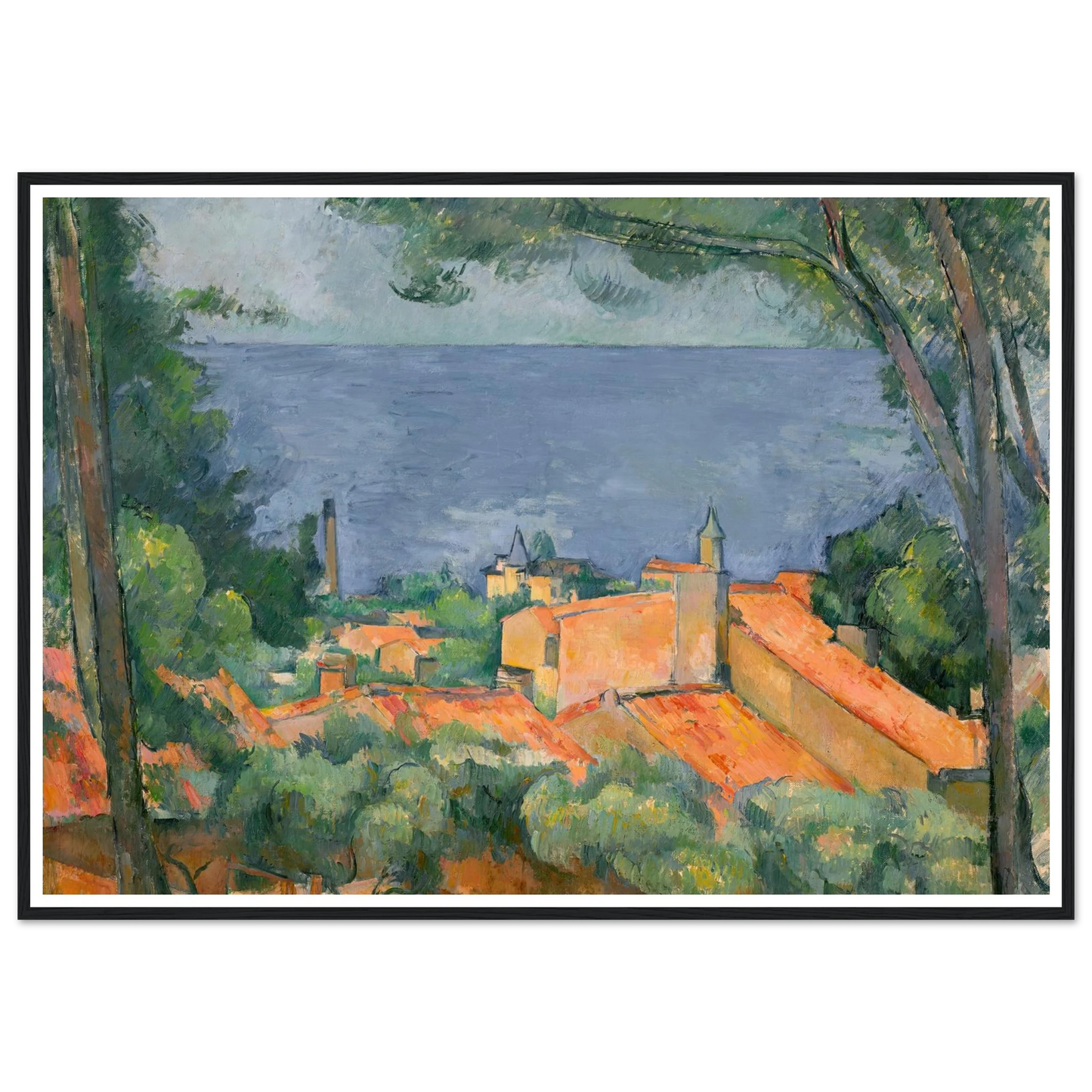 L’Estaque aux toits rouges (1883-1885) Art Print | Paul Cezanne - Framed Poster - 30x40 cm / 12x16″ - Black frame