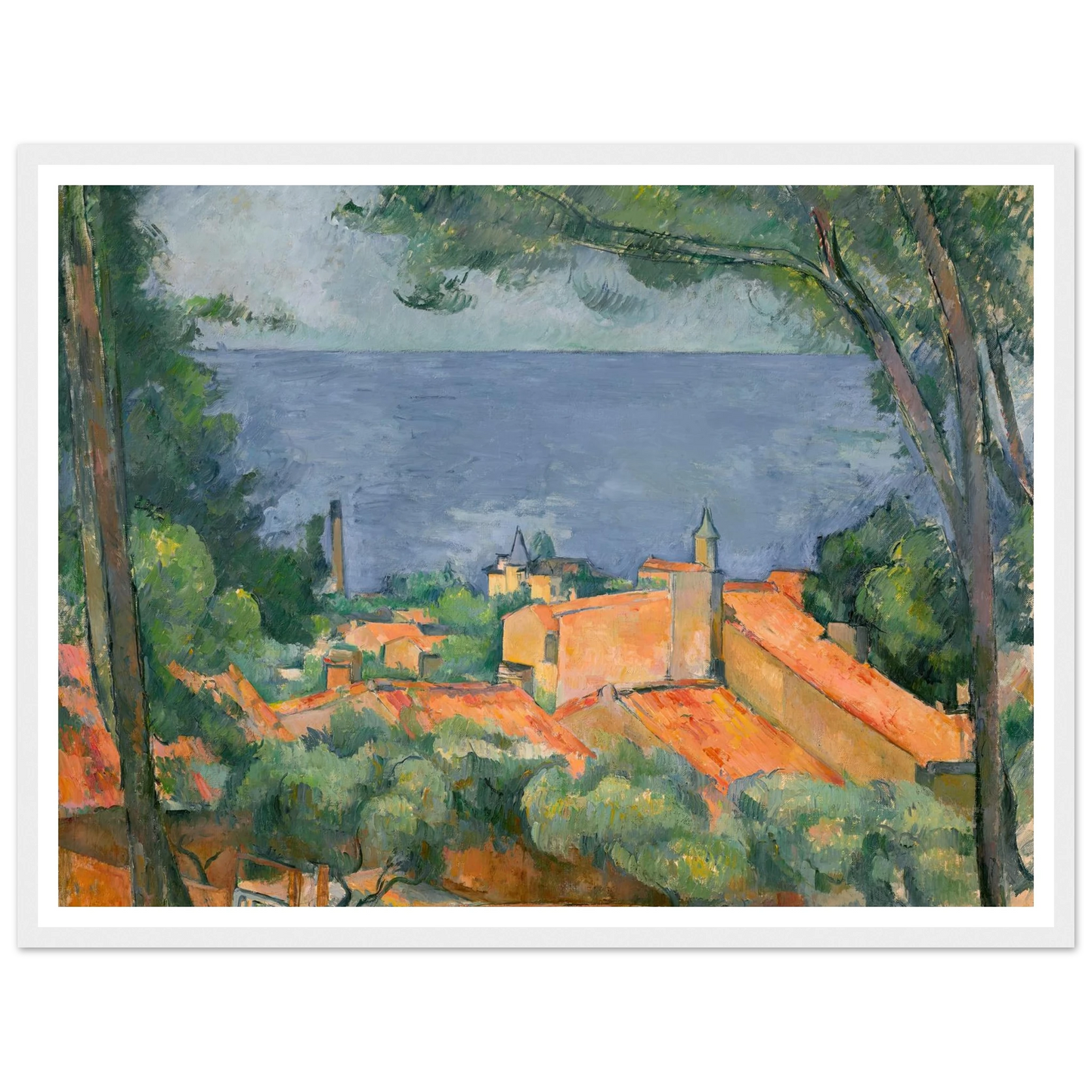 L’Estaque aux toits rouges (1883-1885) Art Print | Paul Cezanne - Framed Poster - 30x40 cm / 12x16″ - Black frame