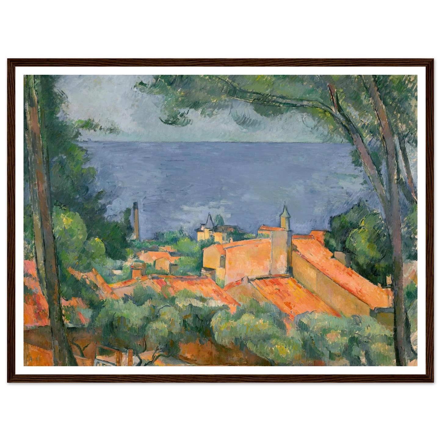 L’Estaque aux toits rouges (1883-1885) Art Print | Paul Cezanne - Framed Poster - 30x40 cm / 12x16″ - Black frame
