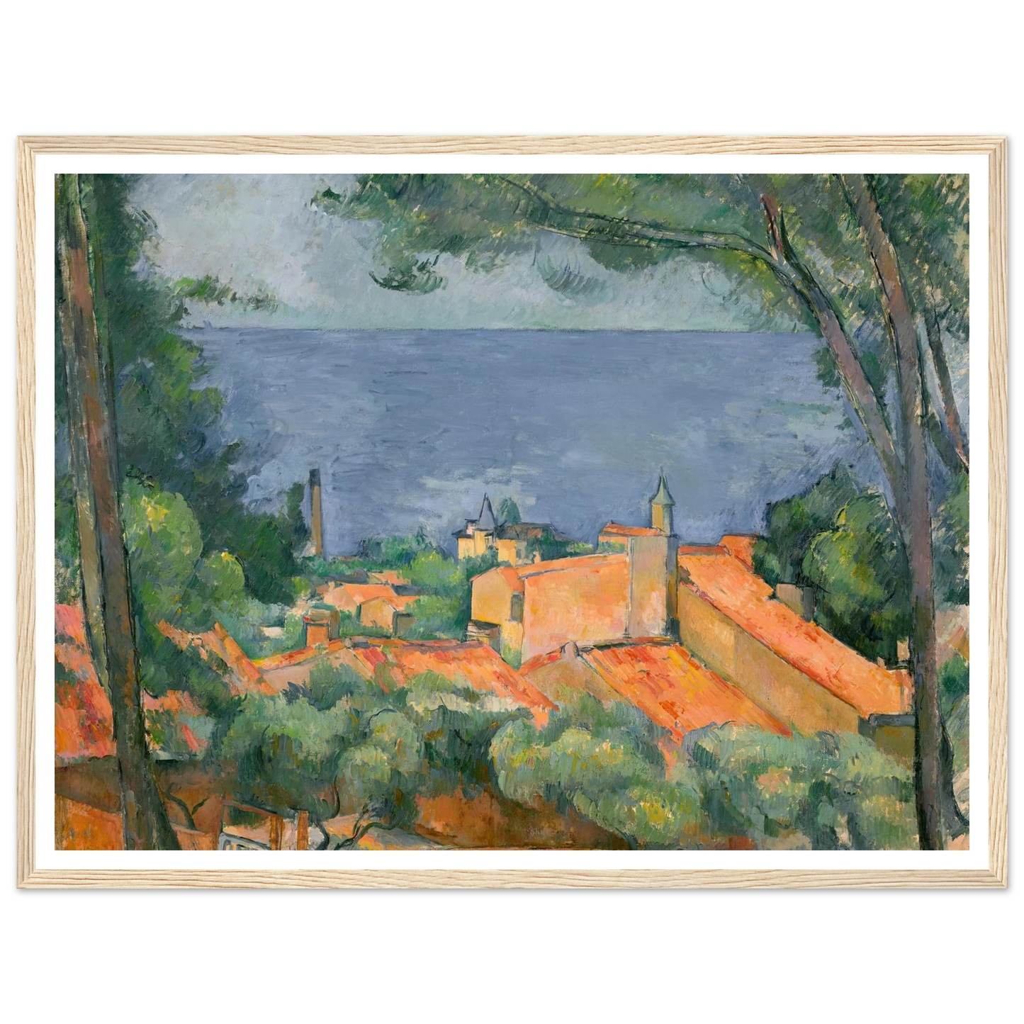 L’Estaque aux toits rouges (1883-1885) Art Print | Paul Cezanne - Framed Poster - 30x40 cm / 12x16″ - Black frame