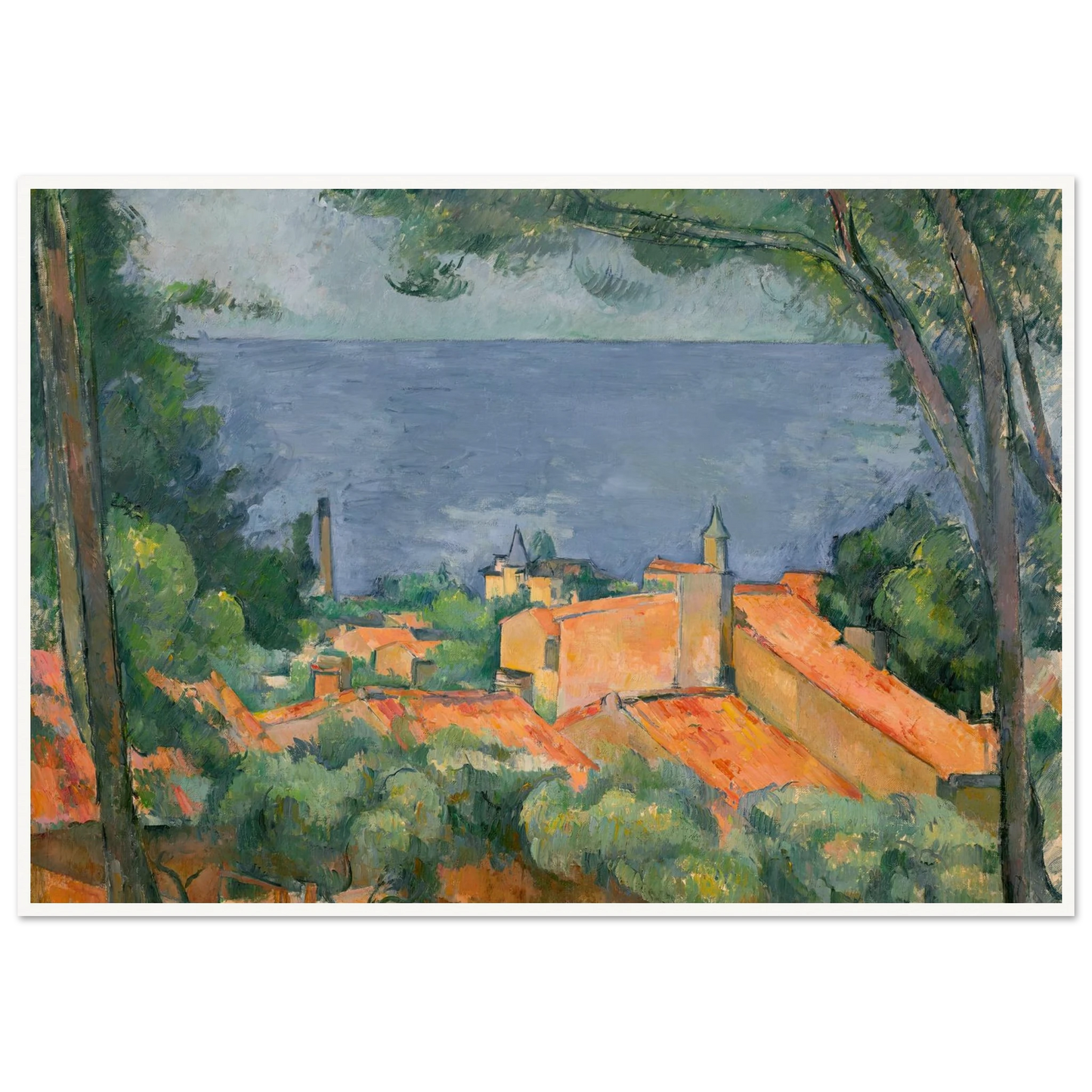L’Estaque aux toits rouges (1883-1885) Art Print | Paul Cezanne - Framed Poster - 30x40 cm / 12x16″ - Black frame