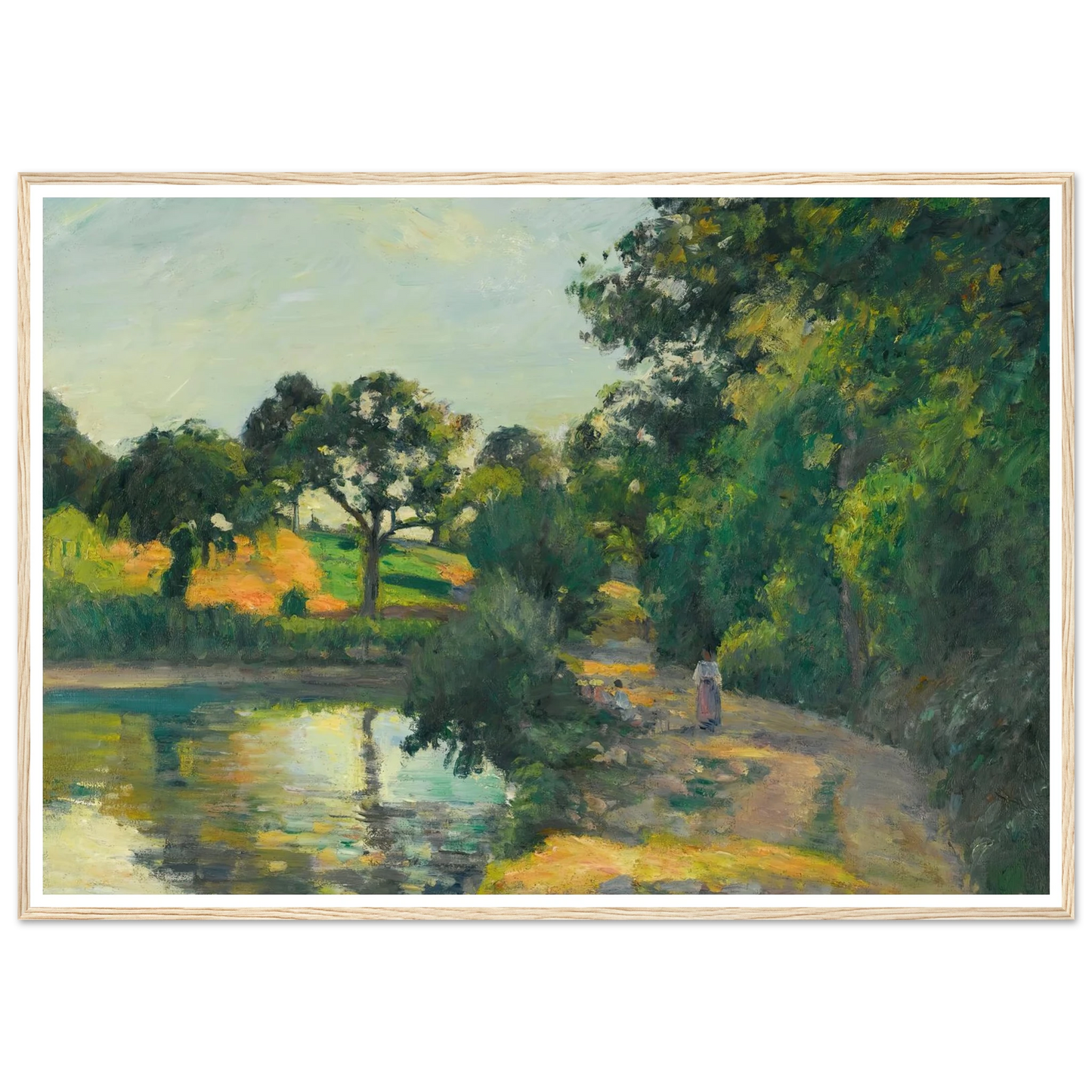 L’étang Au Soleil Couchant, Montfoucault (1874) Art Print | Camille Pissarro - Framed Poster - 30x40 cm / 12x16″ - Black frame