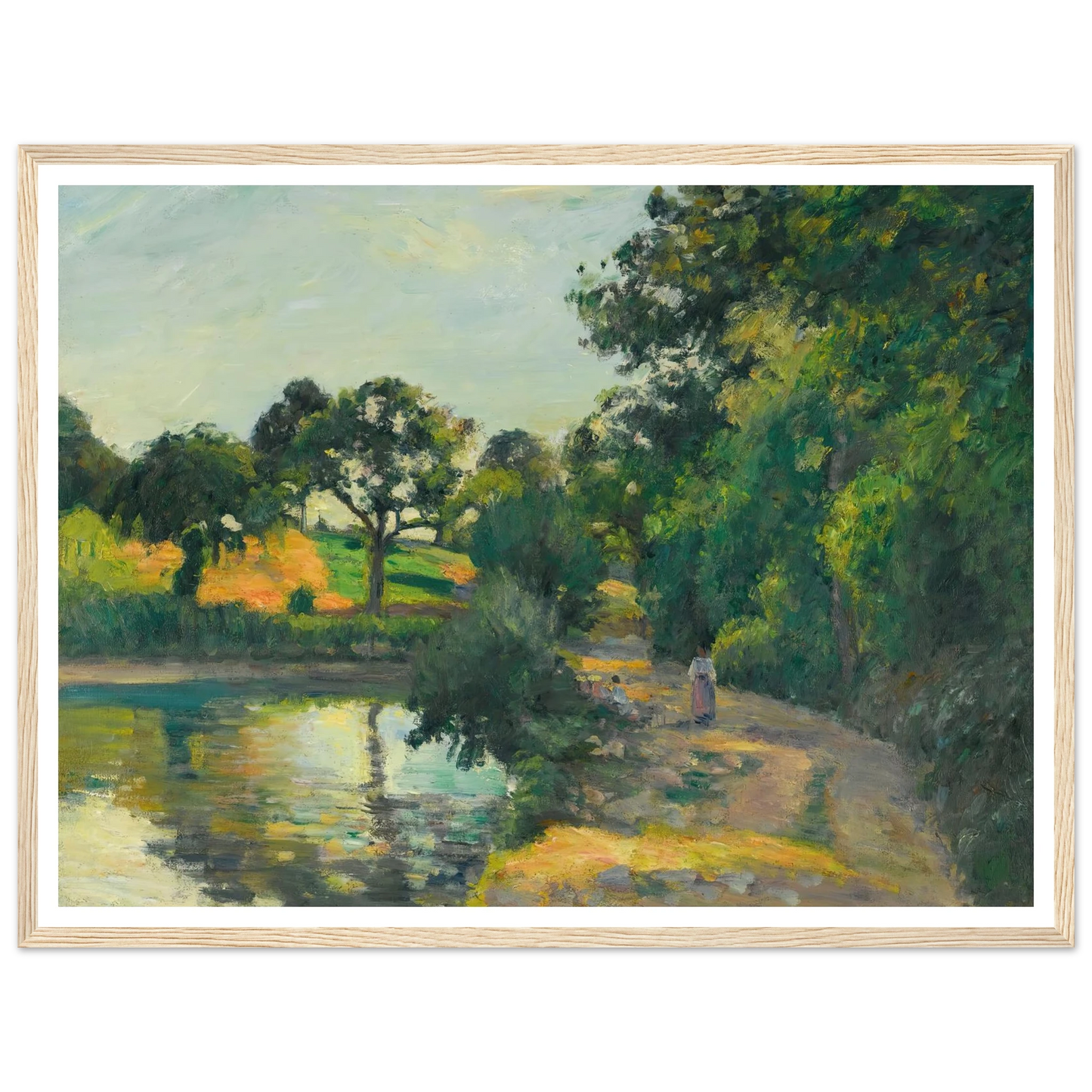 L’étang Au Soleil Couchant, Montfoucault (1874) Art Print | Camille Pissarro - Framed Poster - 30x40 cm / 12x16″ - Black frame