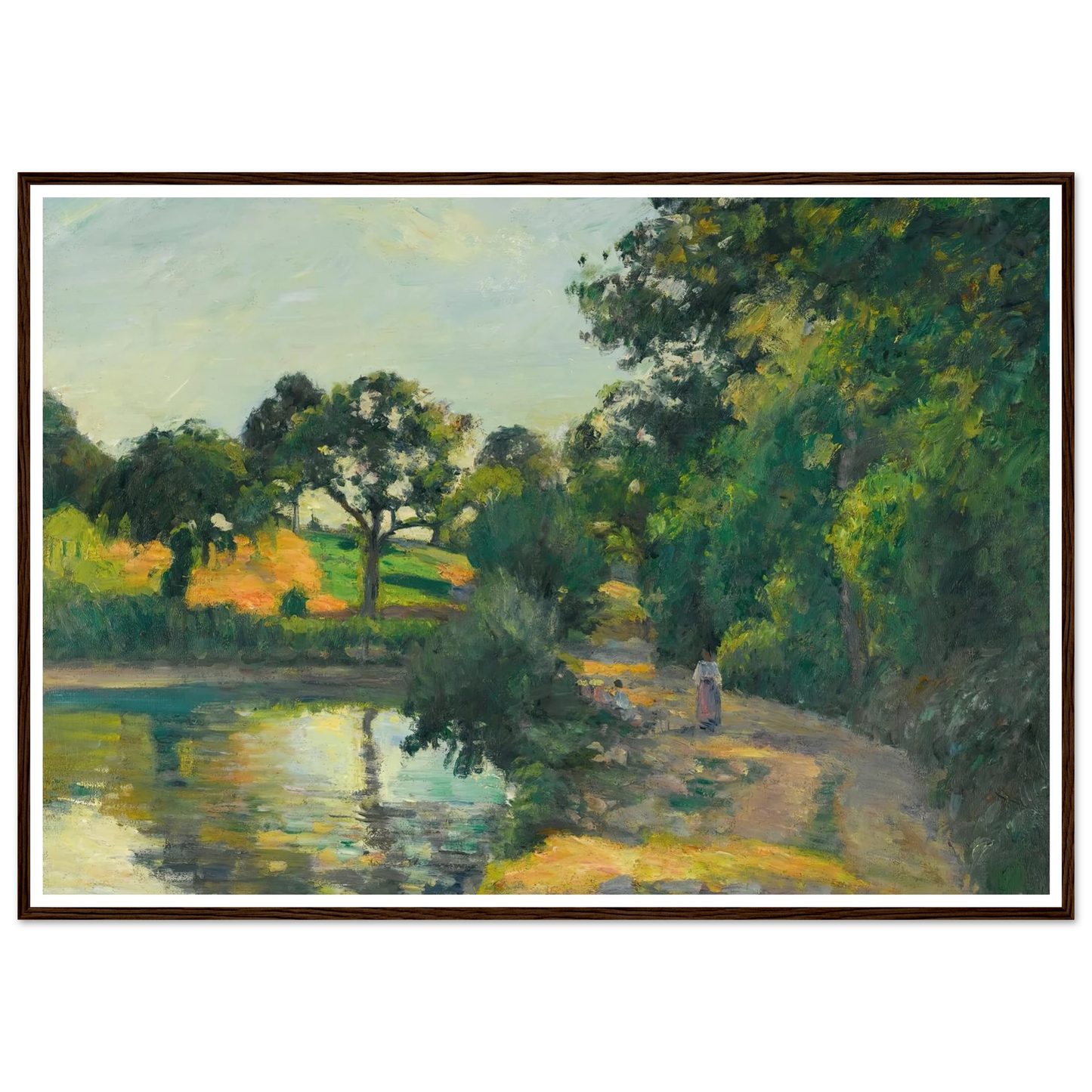 L’étang Au Soleil Couchant, Montfoucault (1874) Art Print | Camille Pissarro - Framed Poster - 30x40 cm / 12x16″ - Black frame