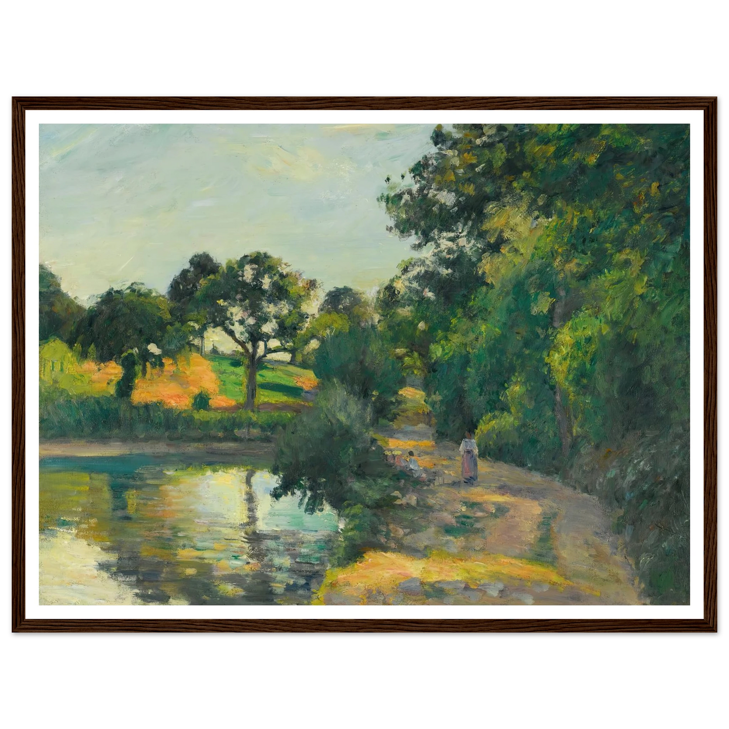 L’étang Au Soleil Couchant, Montfoucault (1874) Art Print | Camille Pissarro - Framed Poster - 30x40 cm / 12x16″ - Black frame