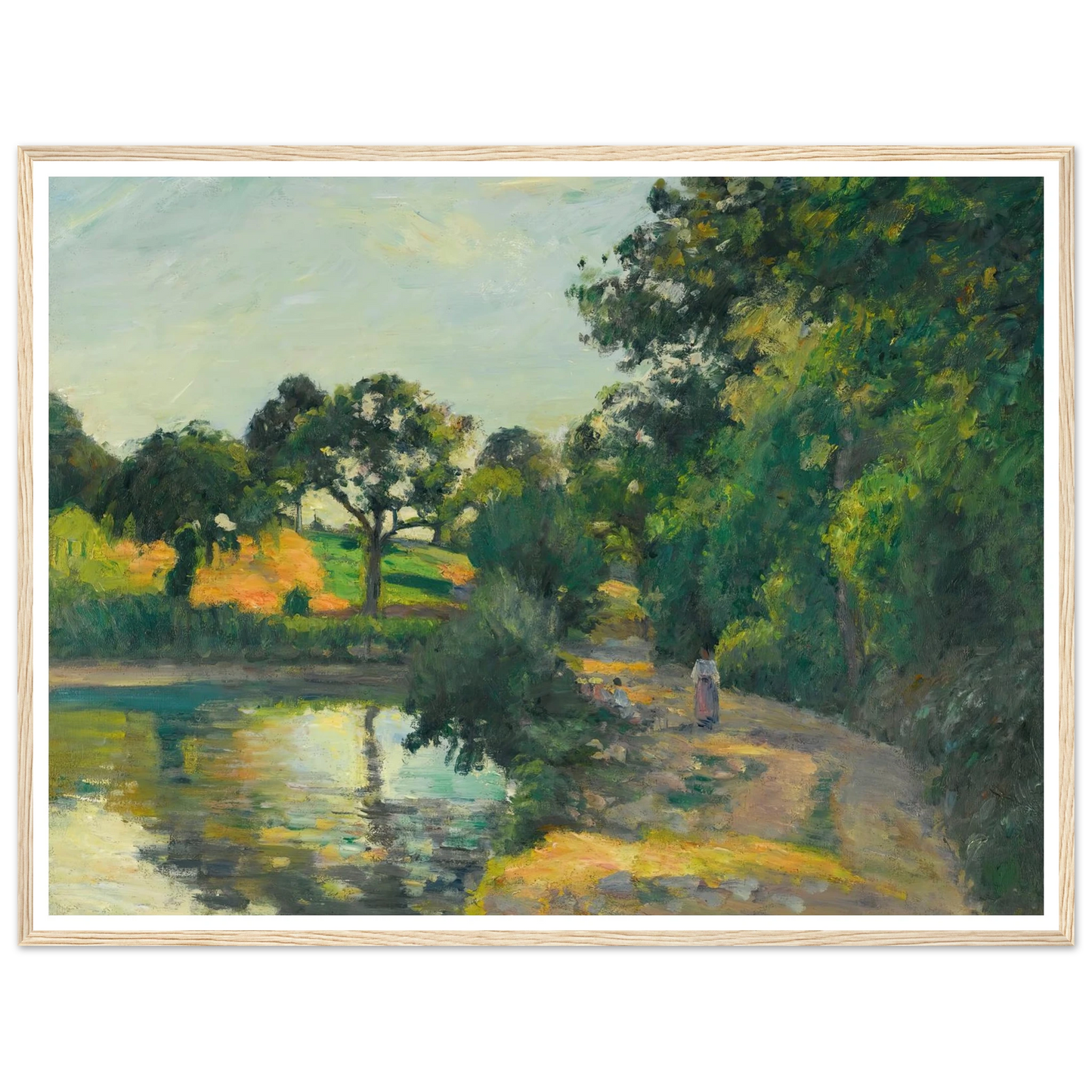 L’étang Au Soleil Couchant, Montfoucault (1874) Art Print | Camille Pissarro - Framed Poster - 30x40 cm / 12x16″ - Black frame