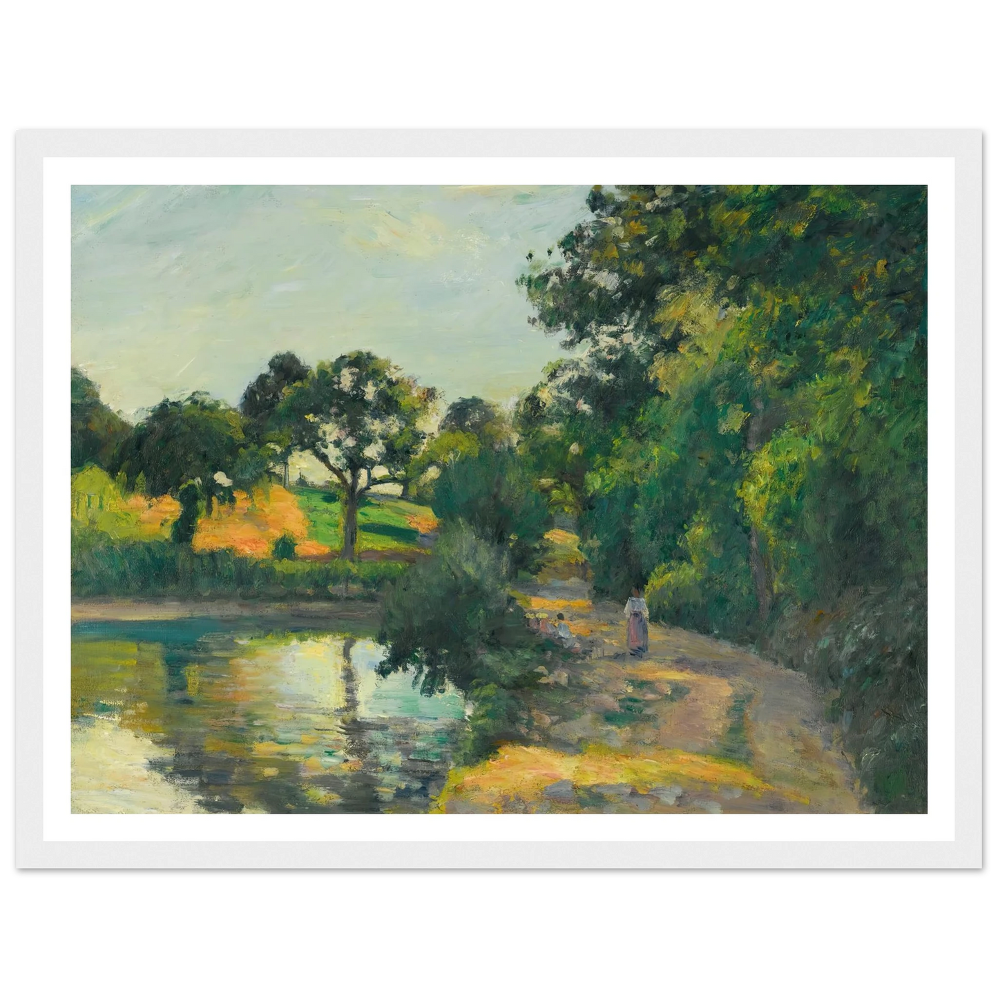 L’étang Au Soleil Couchant, Montfoucault (1874) Art Print | Camille Pissarro - Framed Poster - 30x40 cm / 12x16″ - Black frame