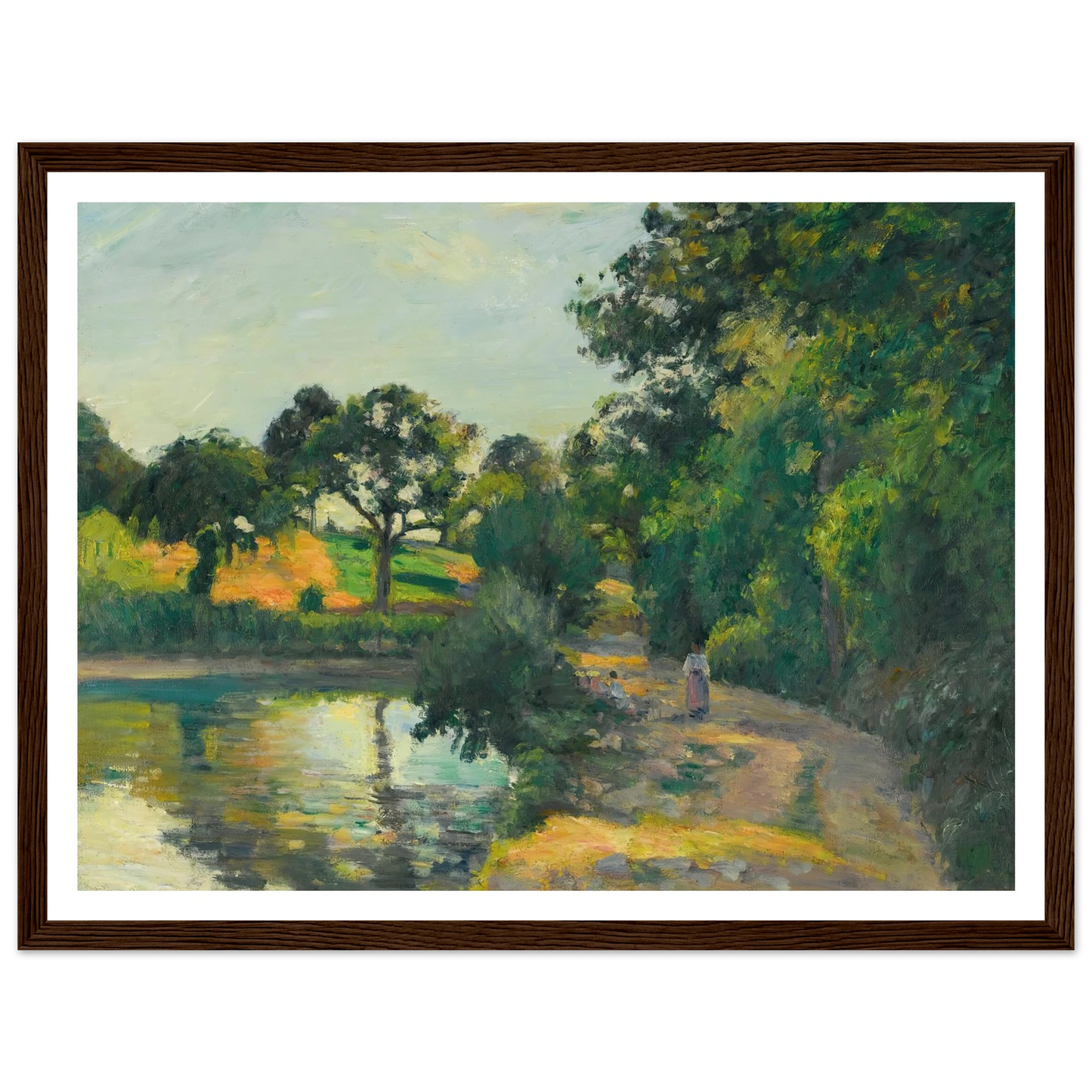 L’étang Au Soleil Couchant, Montfoucault (1874) Art Print | Camille Pissarro - Framed Poster - 30x40 cm / 12x16″ - Black frame