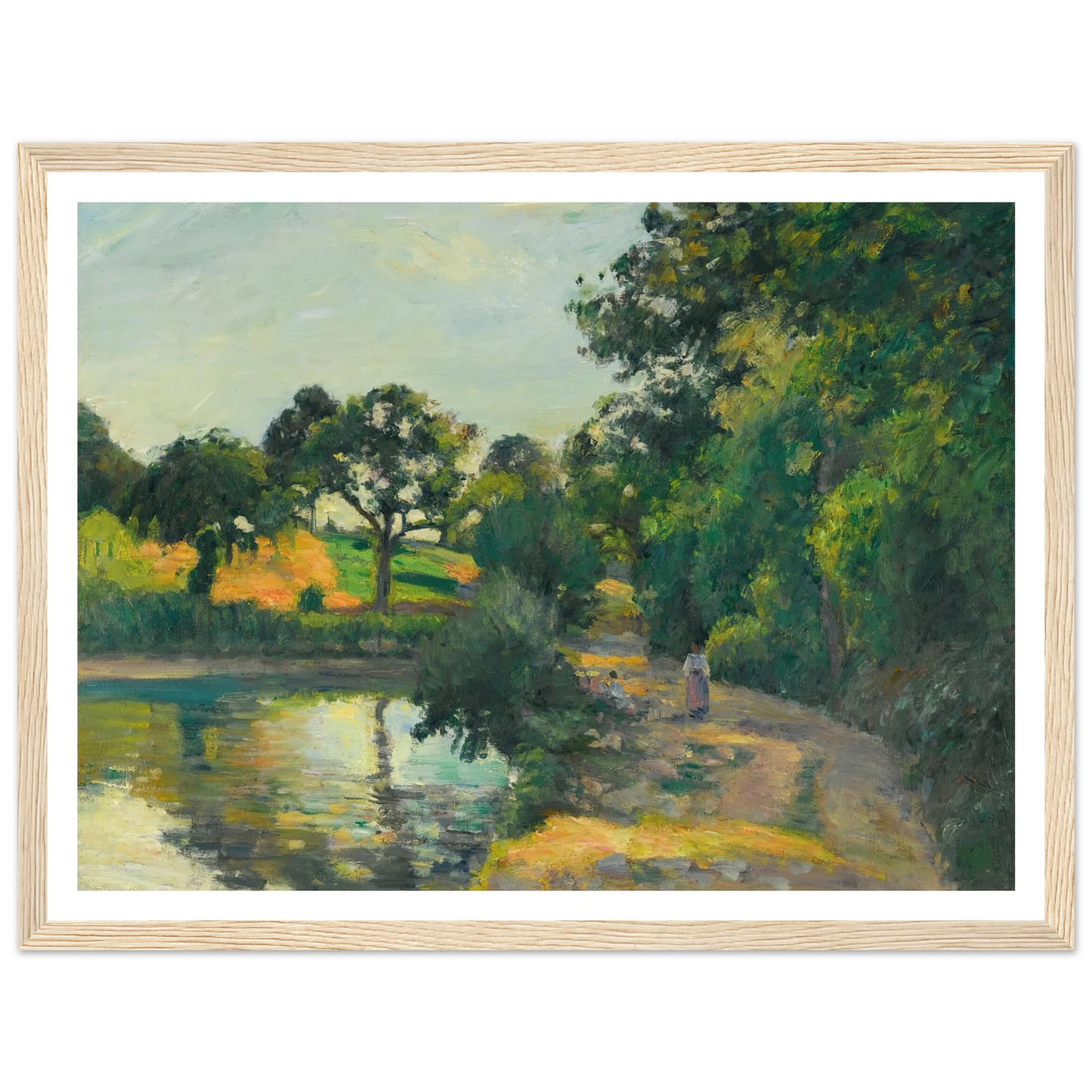 L’étang Au Soleil Couchant, Montfoucault (1874) Art Print | Camille Pissarro - Framed Poster - 30x40 cm / 12x16″ - Black frame