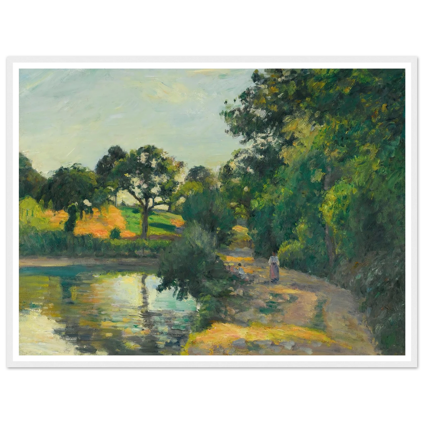 L’étang Au Soleil Couchant, Montfoucault (1874) Art Print | Camille Pissarro - Framed Poster - 30x40 cm / 12x16″ - Black frame