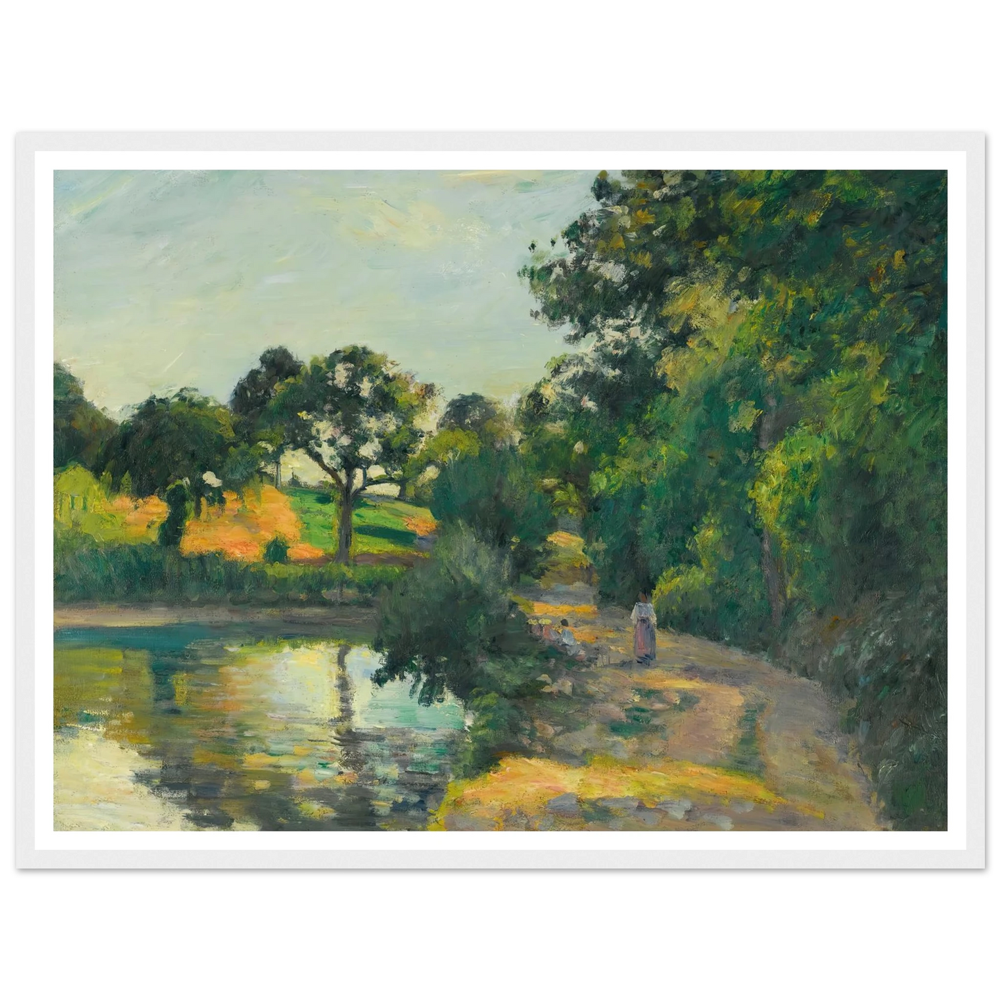 L’étang Au Soleil Couchant, Montfoucault (1874) Art Print | Camille Pissarro - Framed Poster - 30x40 cm / 12x16″ - Black frame