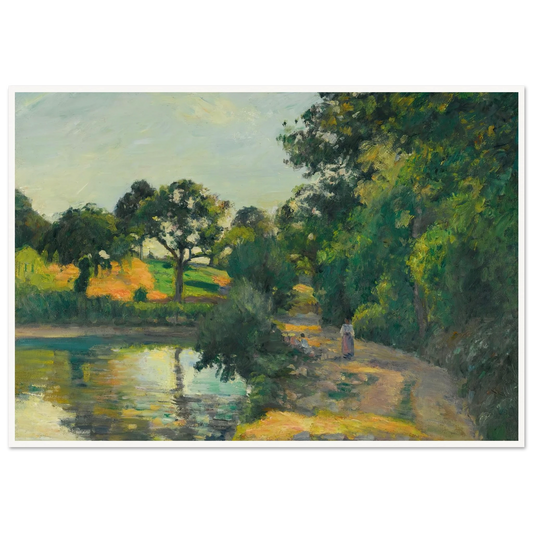 L’étang Au Soleil Couchant, Montfoucault (1874) Art Print | Camille Pissarro - Framed Poster - 30x40 cm / 12x16″ - Black frame